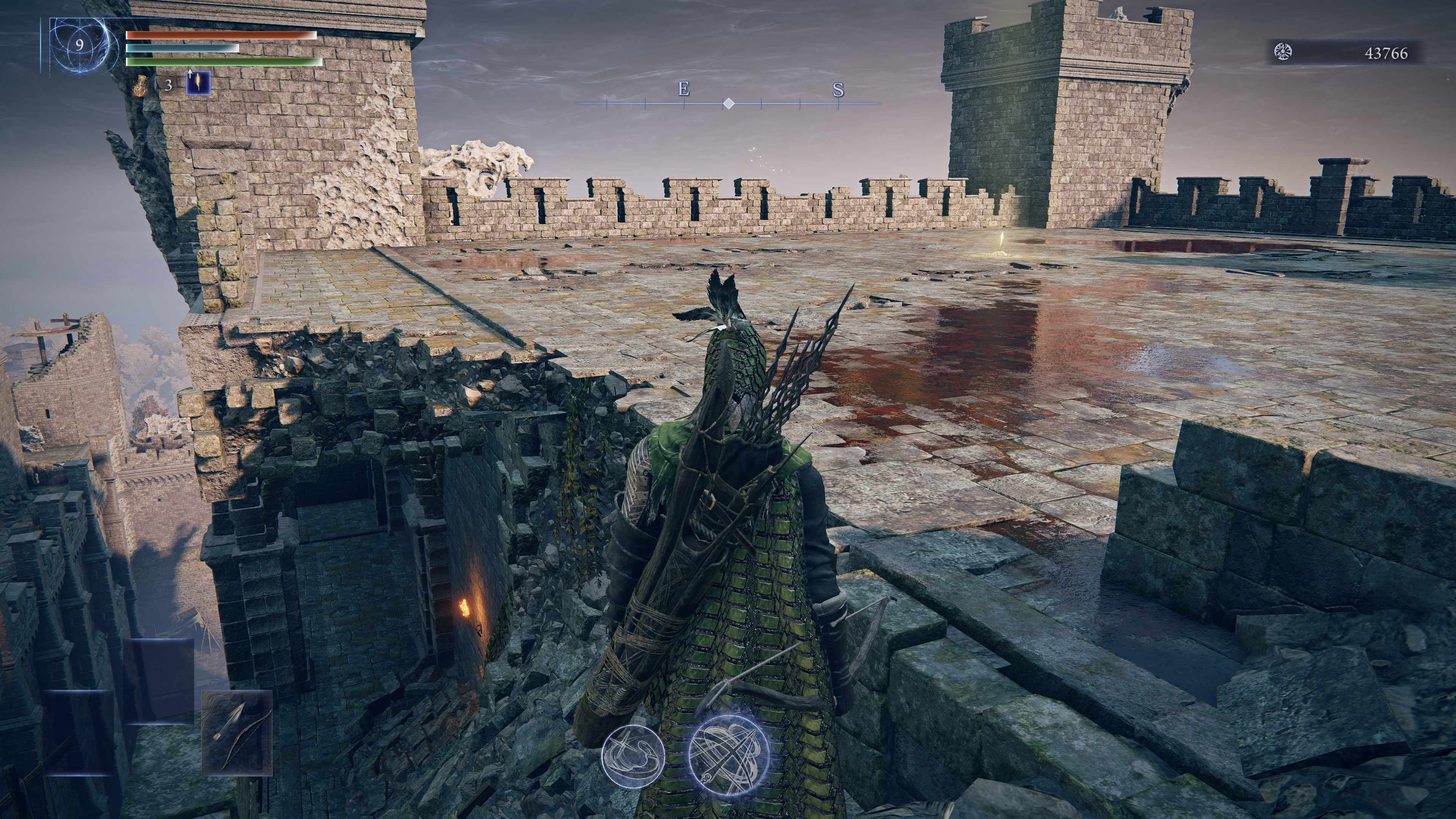 Elden Ring Nightreign character Ironeye standing in front of castle walls