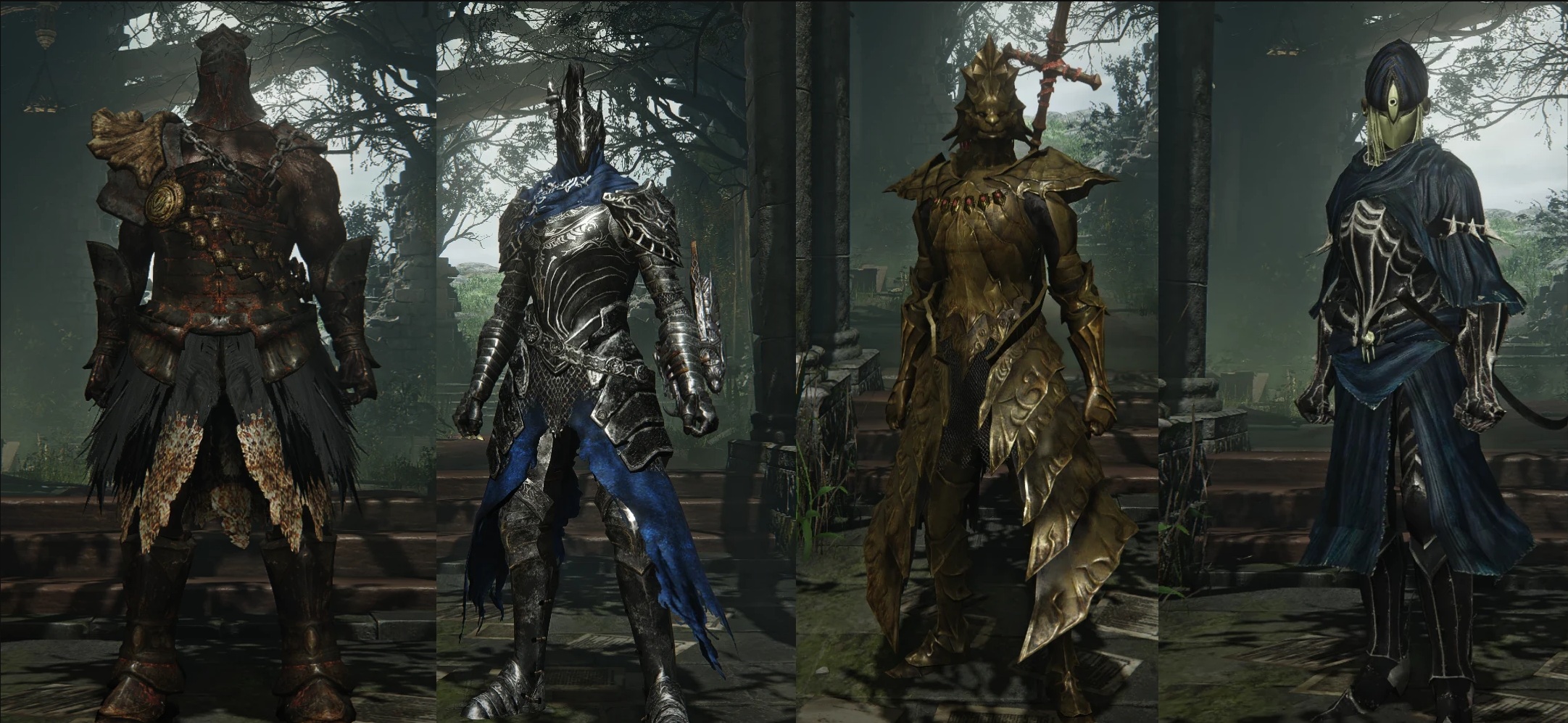 Hawkeye Gough, Untarnished Artorias, Ornstein, and Ciaran skins in Elden Ring Nightreign.