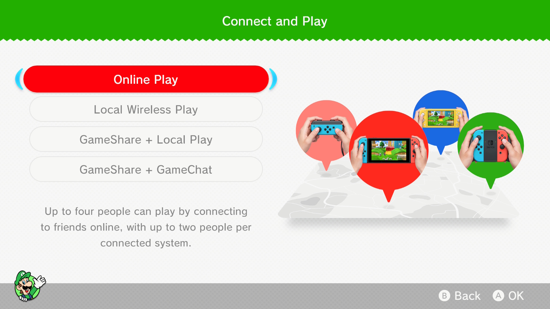 The online play menu in Super Mario 3D World + Bowser’s Fury The online play menu in Super Mario 3D World + Bowser’s Fury
