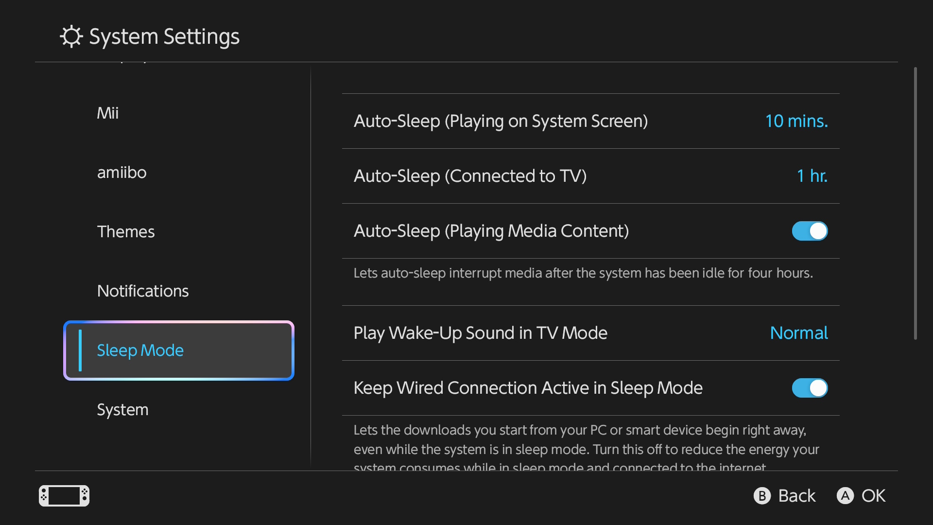 The sleep settings menu on Switch 2 The sleep settings menu on Switch 2