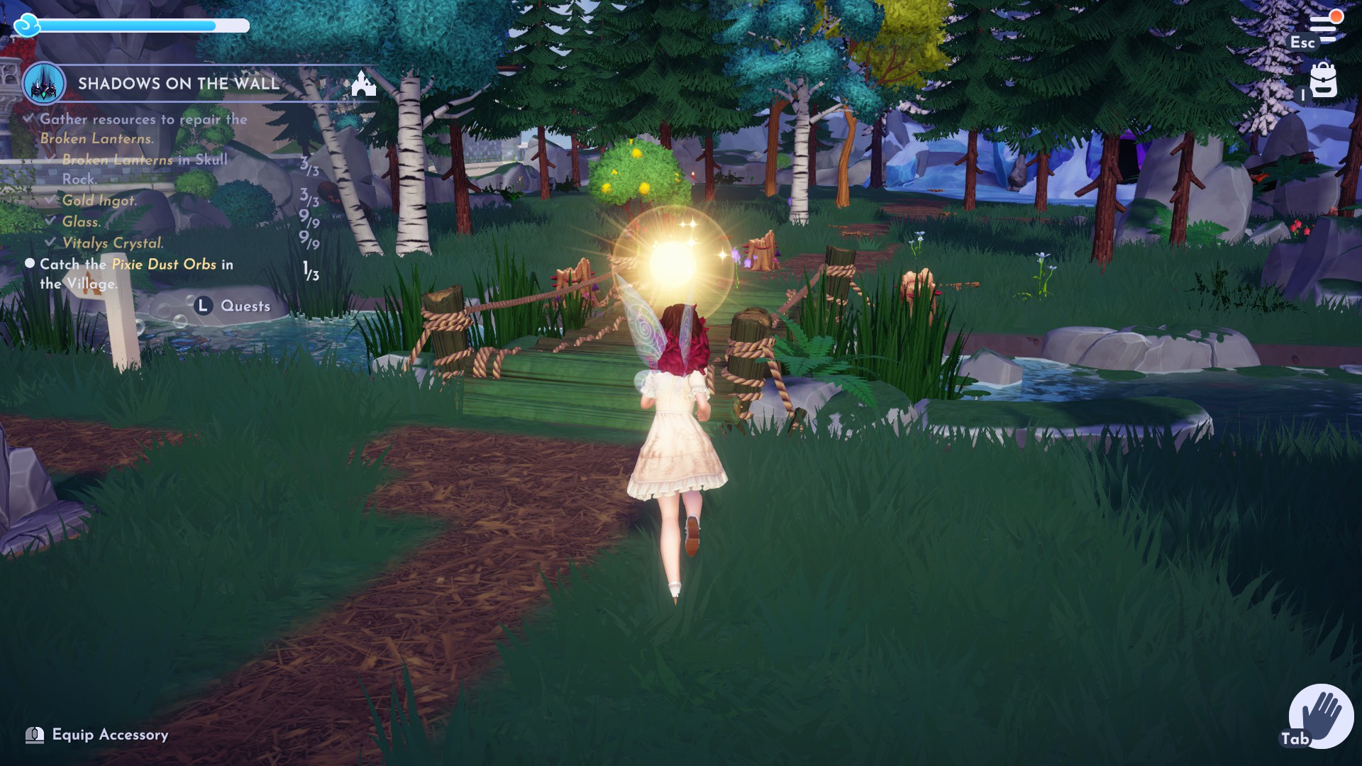 Pixie Dust orbs in three different locations in Disney Dreamlight Valley