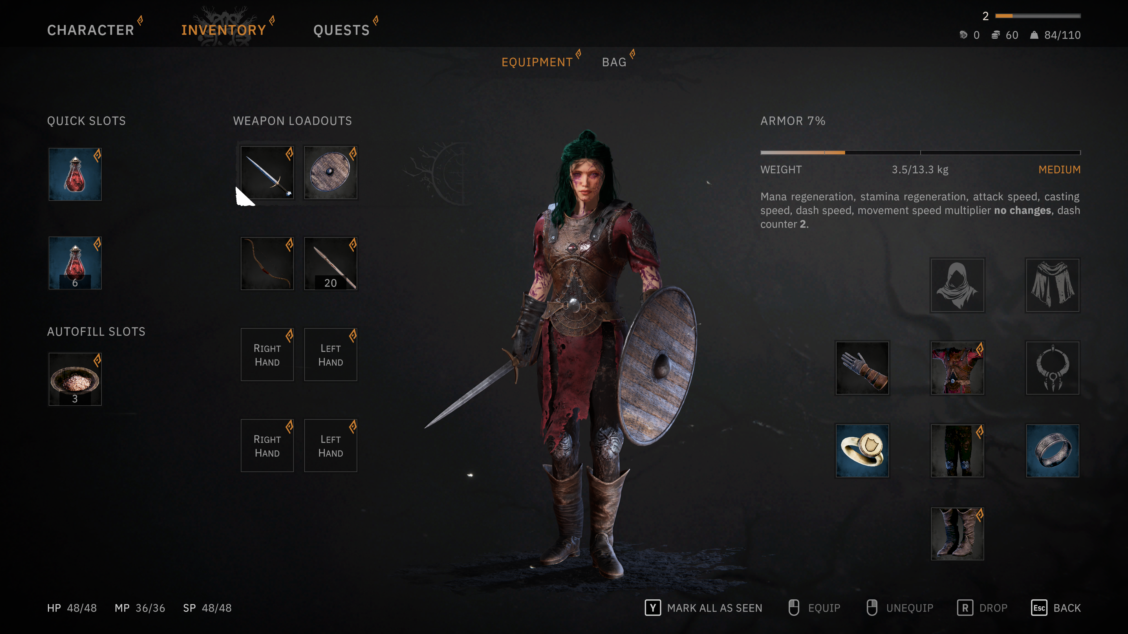 The Fall of Avalon: Tainted Grail screenshot showing female hero exploring Avalon.