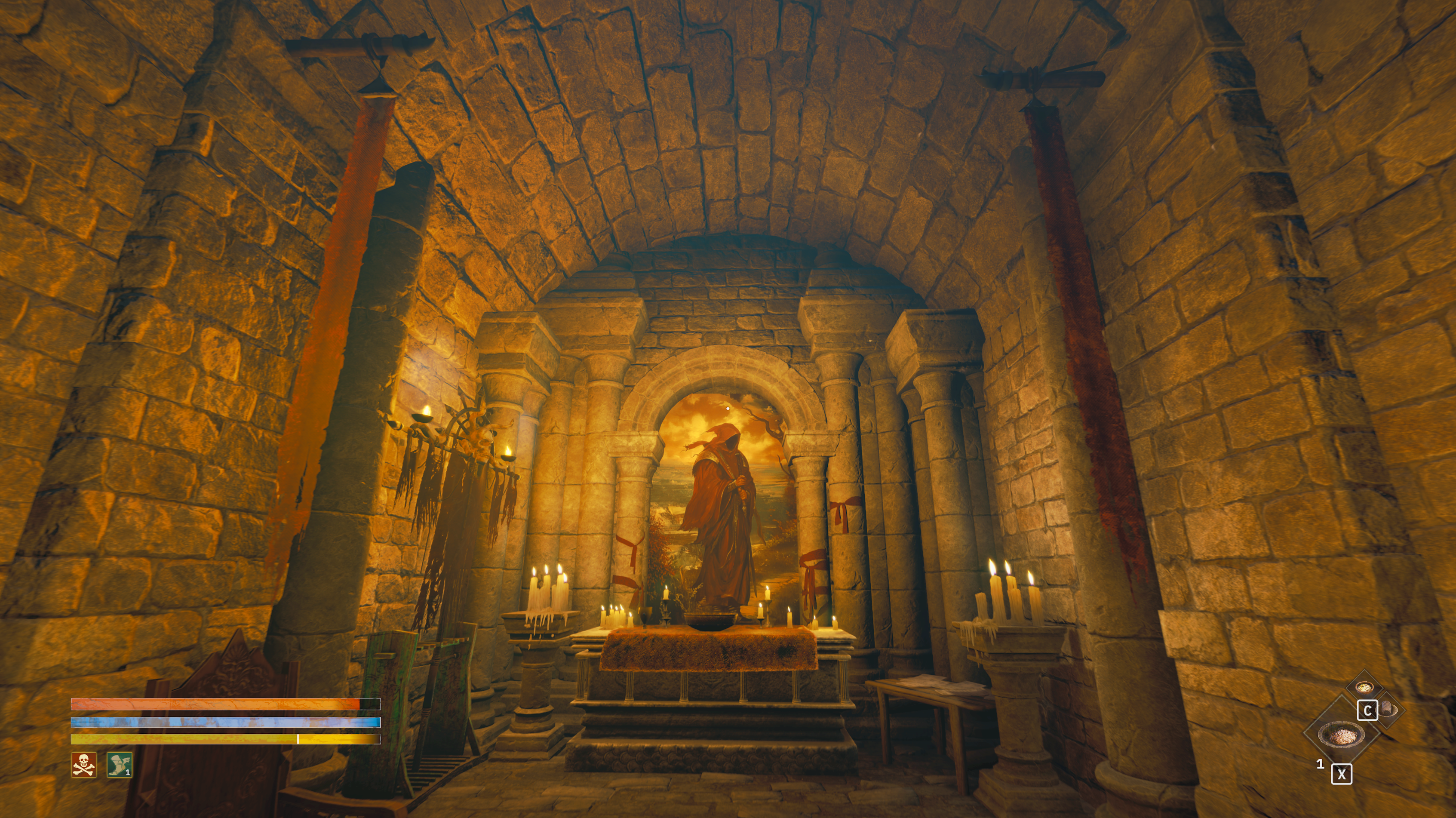 The Fall of Avalon: Tainted Grail screenshot showing female hero exploring Avalon.