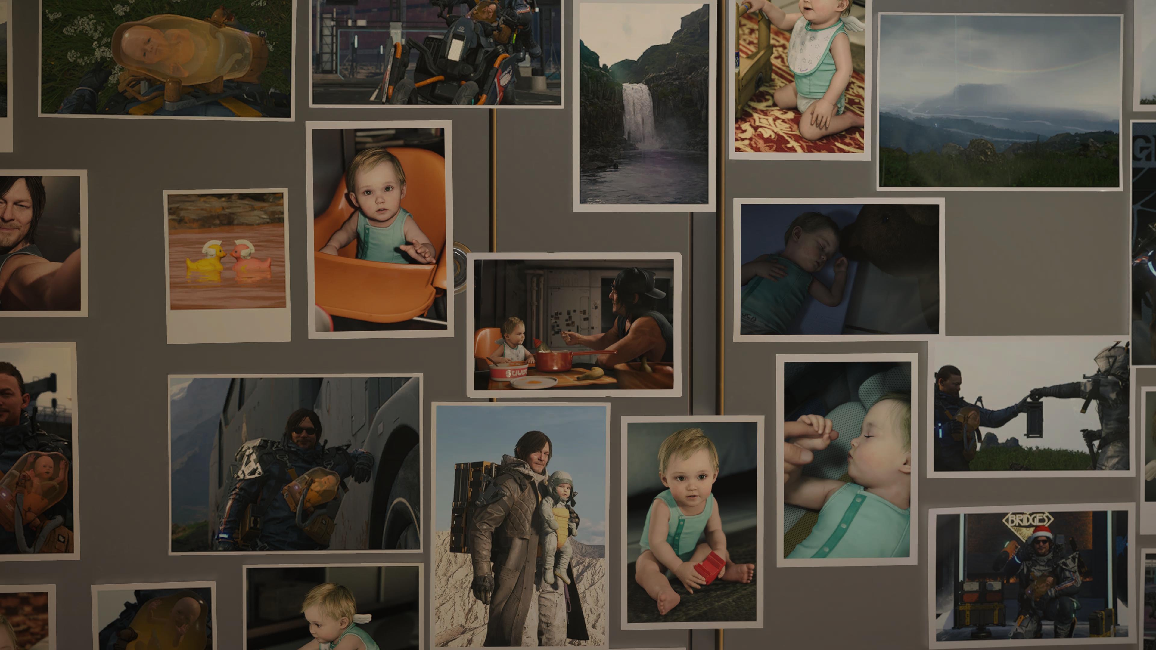 Sam Bridges’ photo wall in Death Stranding 2 Sam Bridges’ photo wall in Death Stranding 2