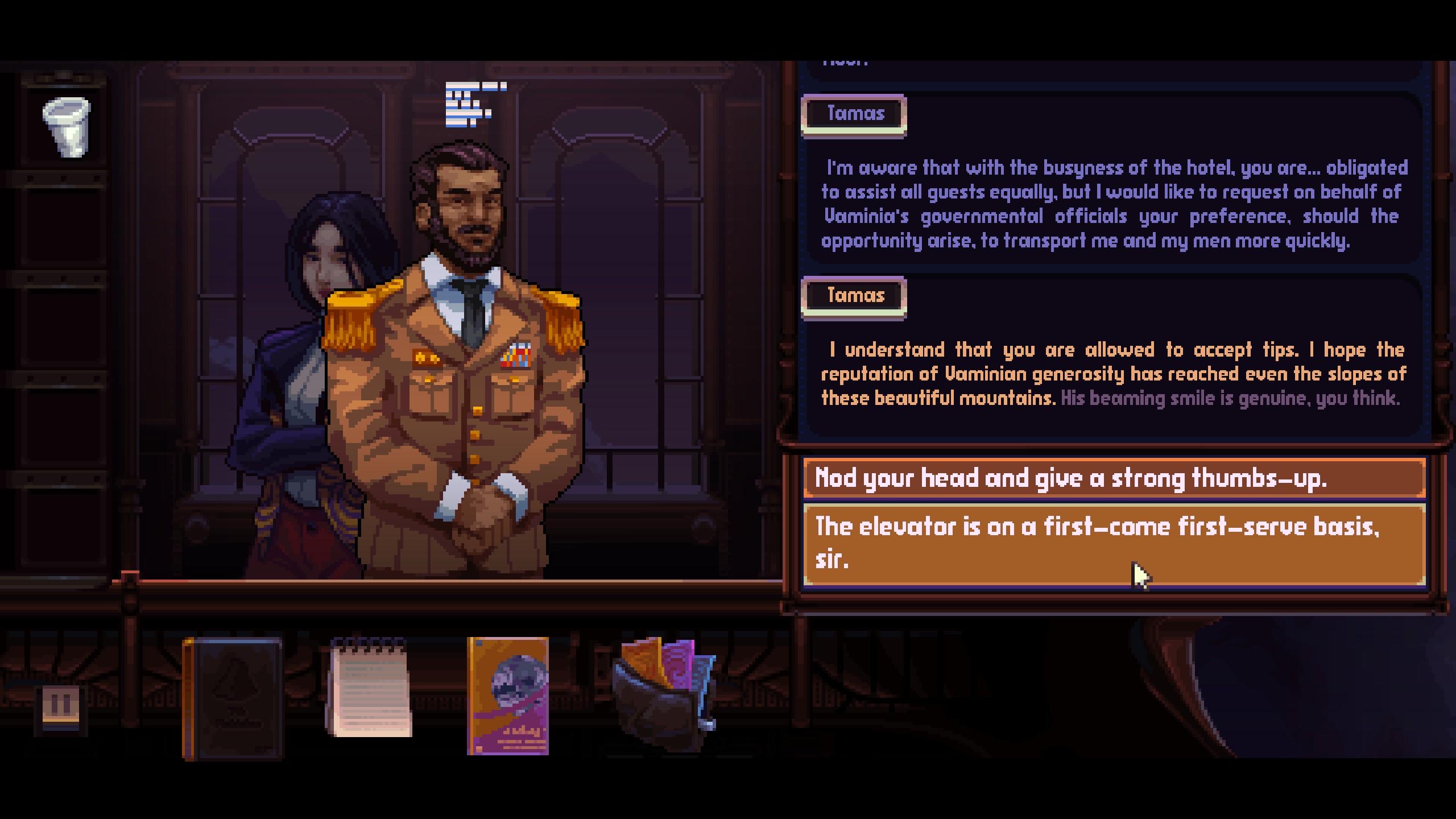 A general offers the player a deal.