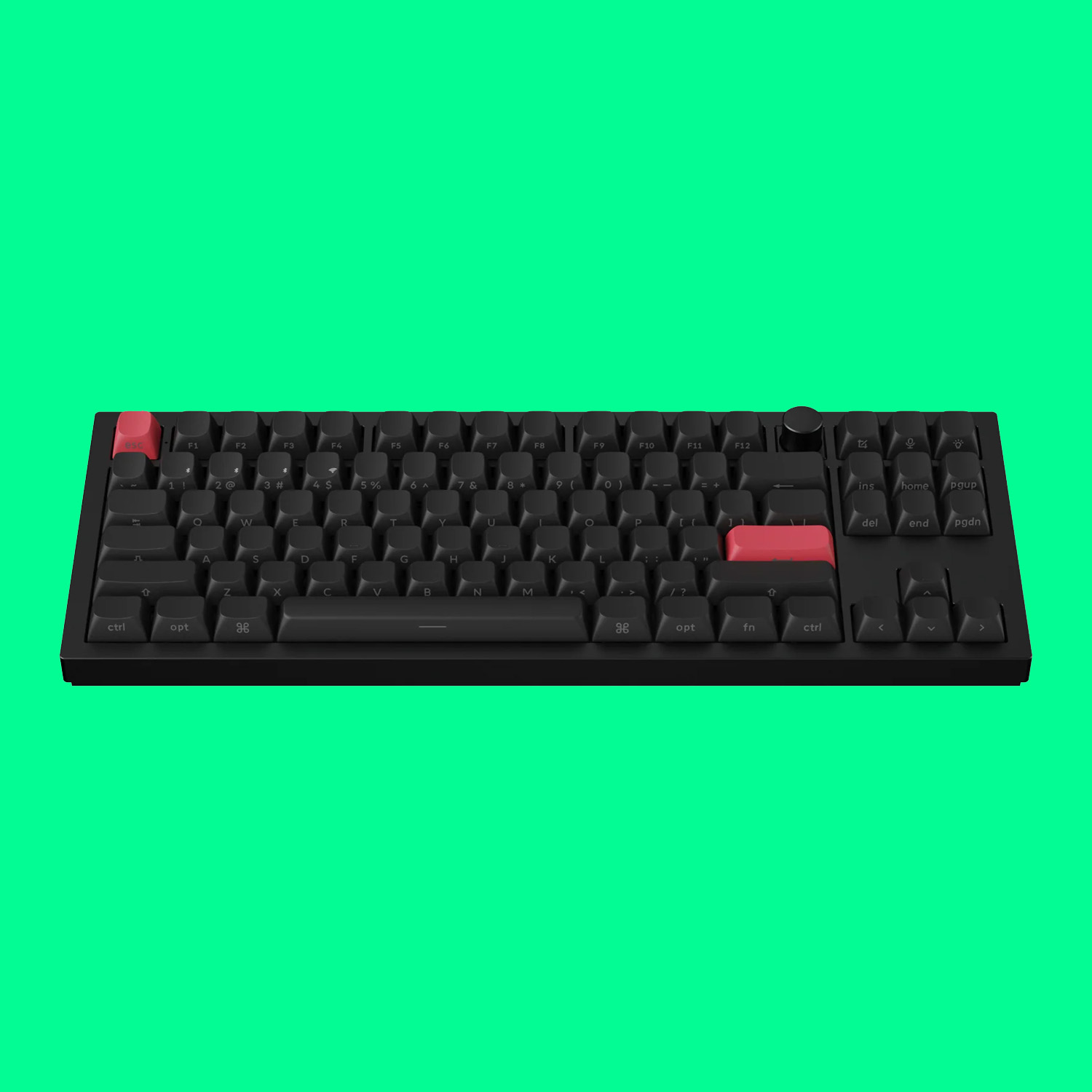 Keychron Q3 Max gaming keyboard on a green background.
