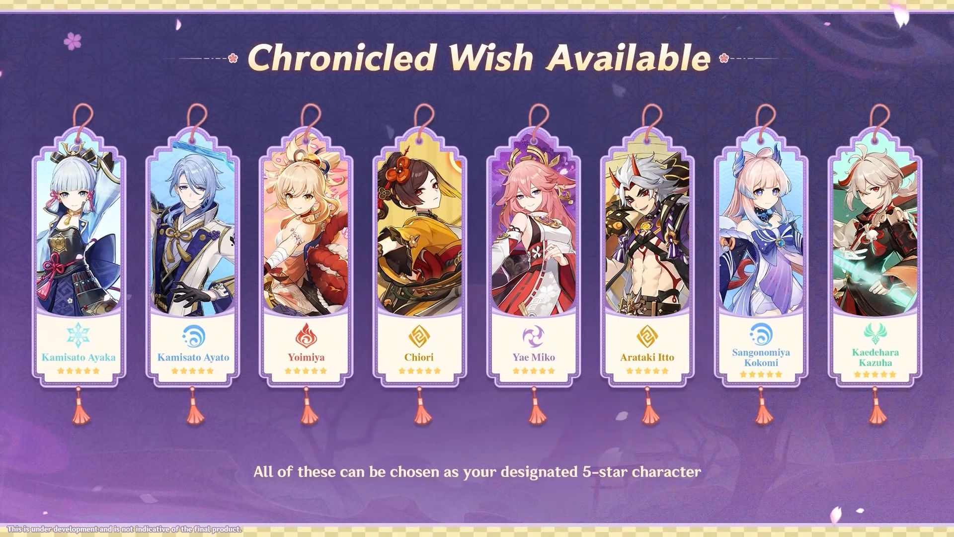 Genshin Impact Banners - Chronicled Wish characters in version 5.6.
