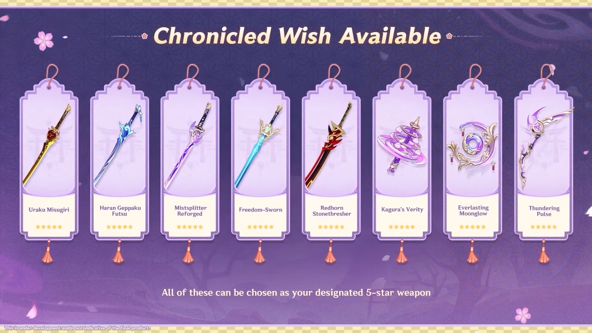 Genshin Impact Banners - Chronicled Wish weapons in version 5.6.