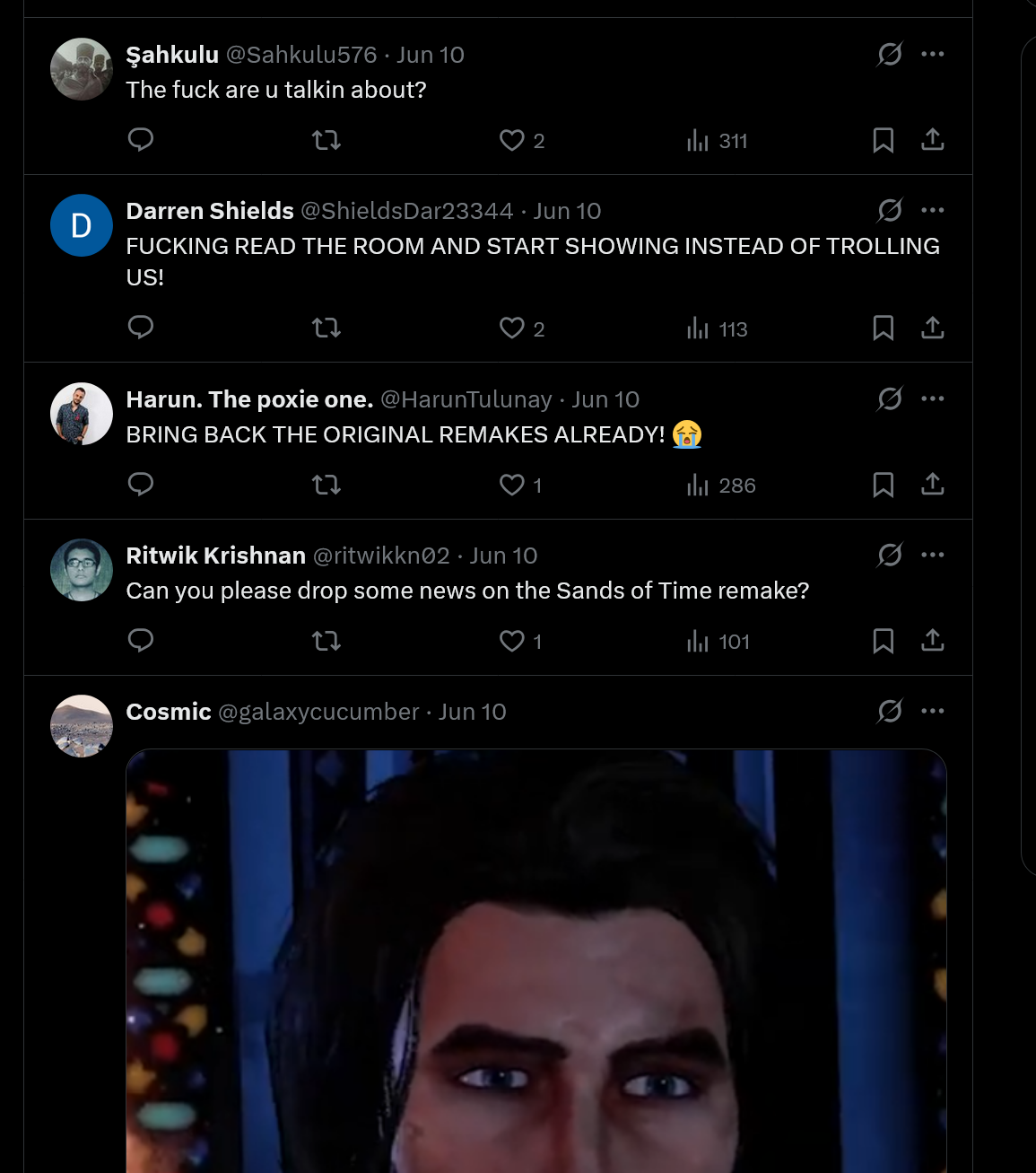 Responses to Ubisoft's mistaken Prince of Persia: The Sands of Time tease on Twitter