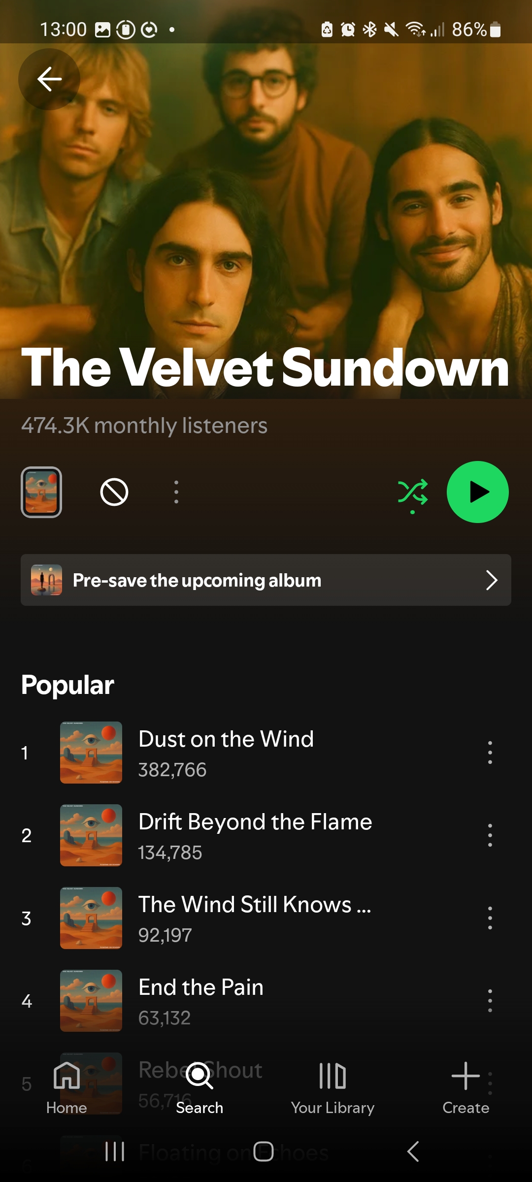 Screenshots of the social media pages purported to belong to AI-generated band The Velvet Sundown.