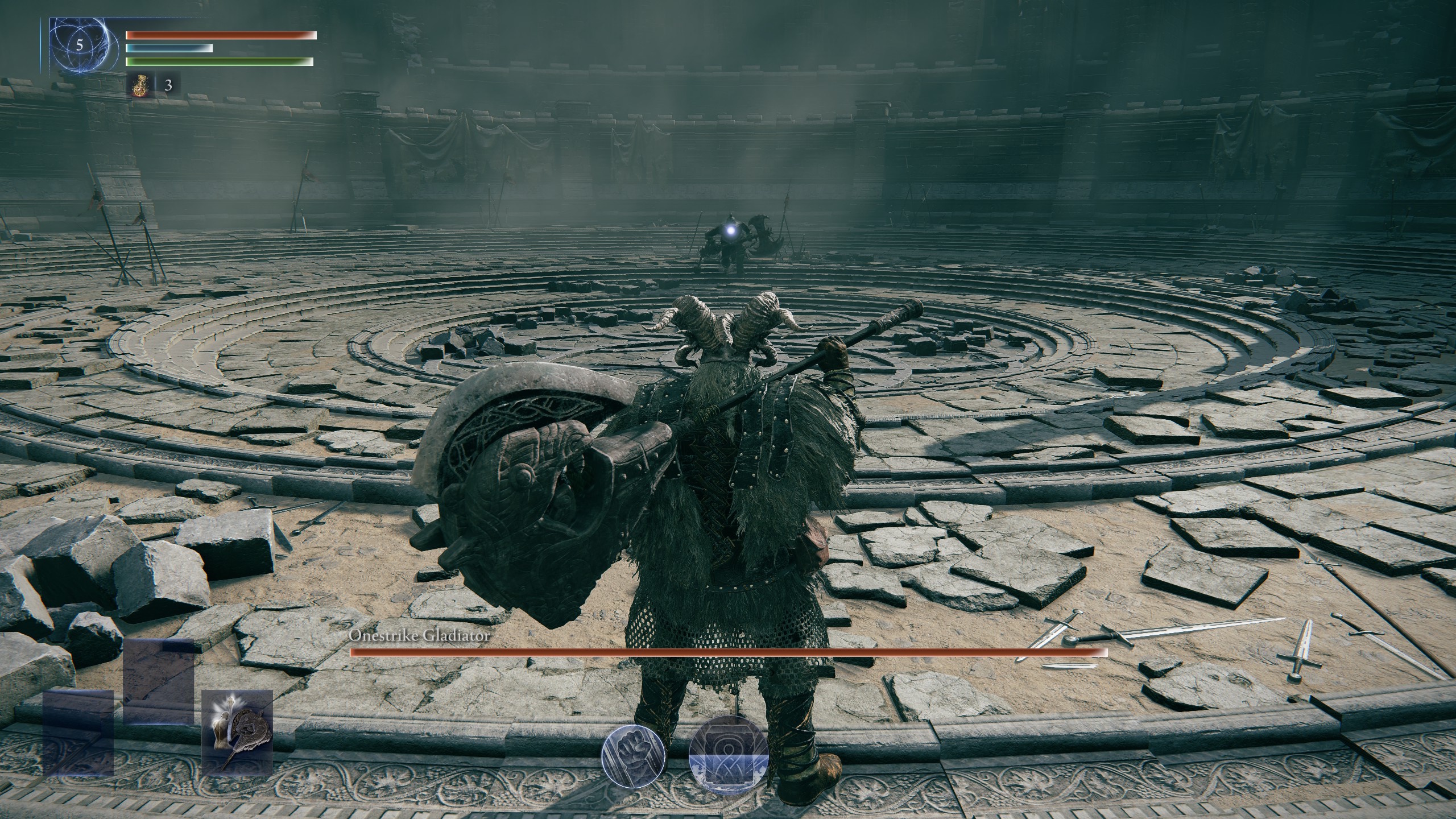 The Raider facing down the Onestrike Gladiator in Elden Ring Nightreign The Raider facing down the Onestrike Gladiator in Elden Ring Nightreign