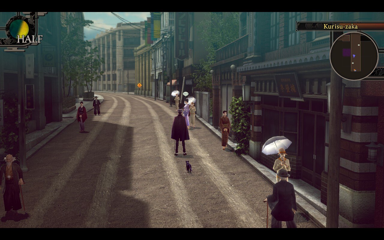 Raidou Remastered screenshot showing Raidou on the streets of Tokyo
