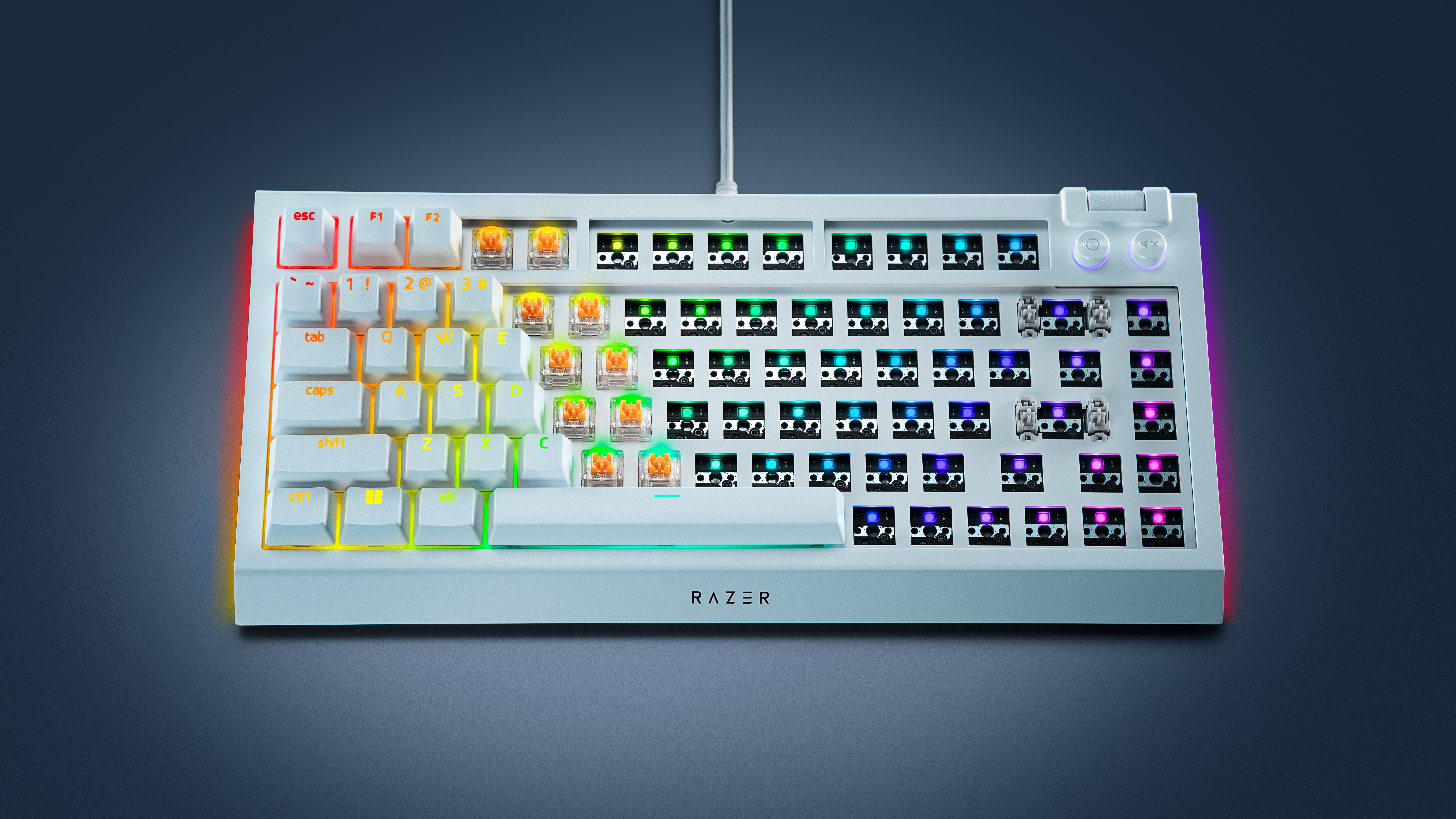 Razer BlackWidow V4 75 barebones gaming keyboard in white