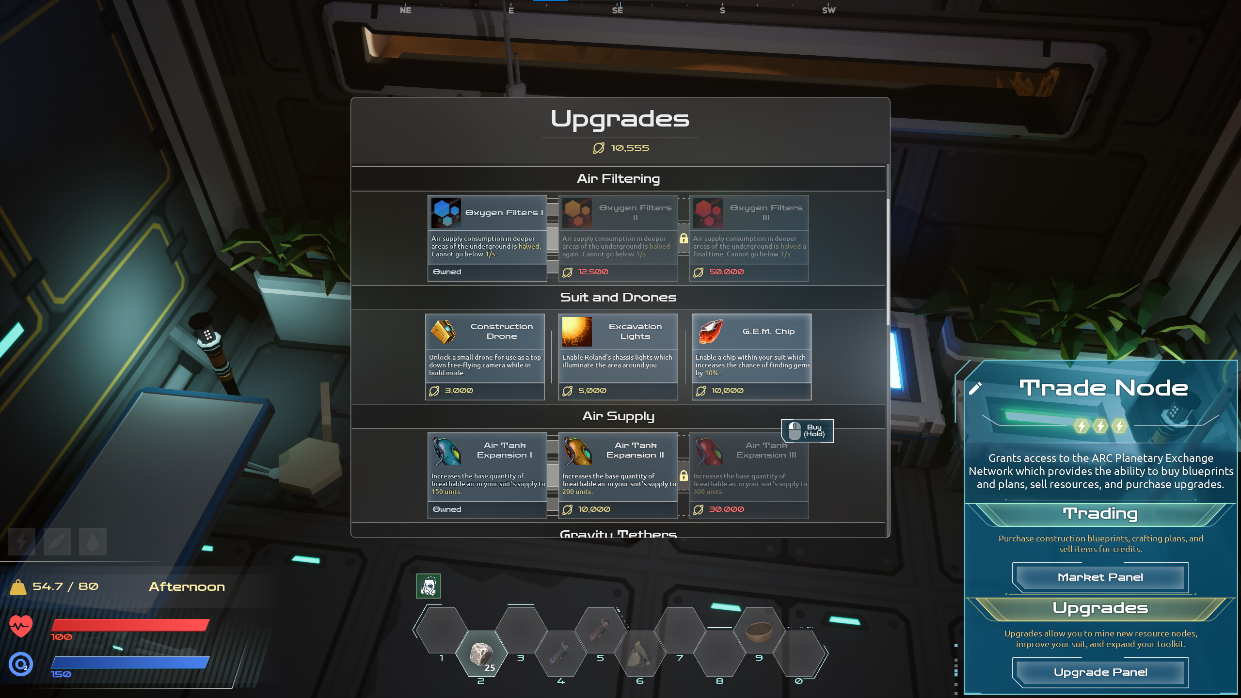 Choosing upgrades in Aethus.