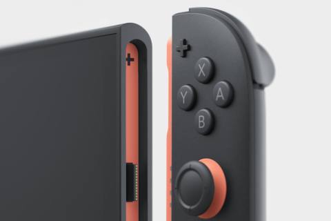 A close-up of a Switch 2 with the Joy-Con 2 detaching