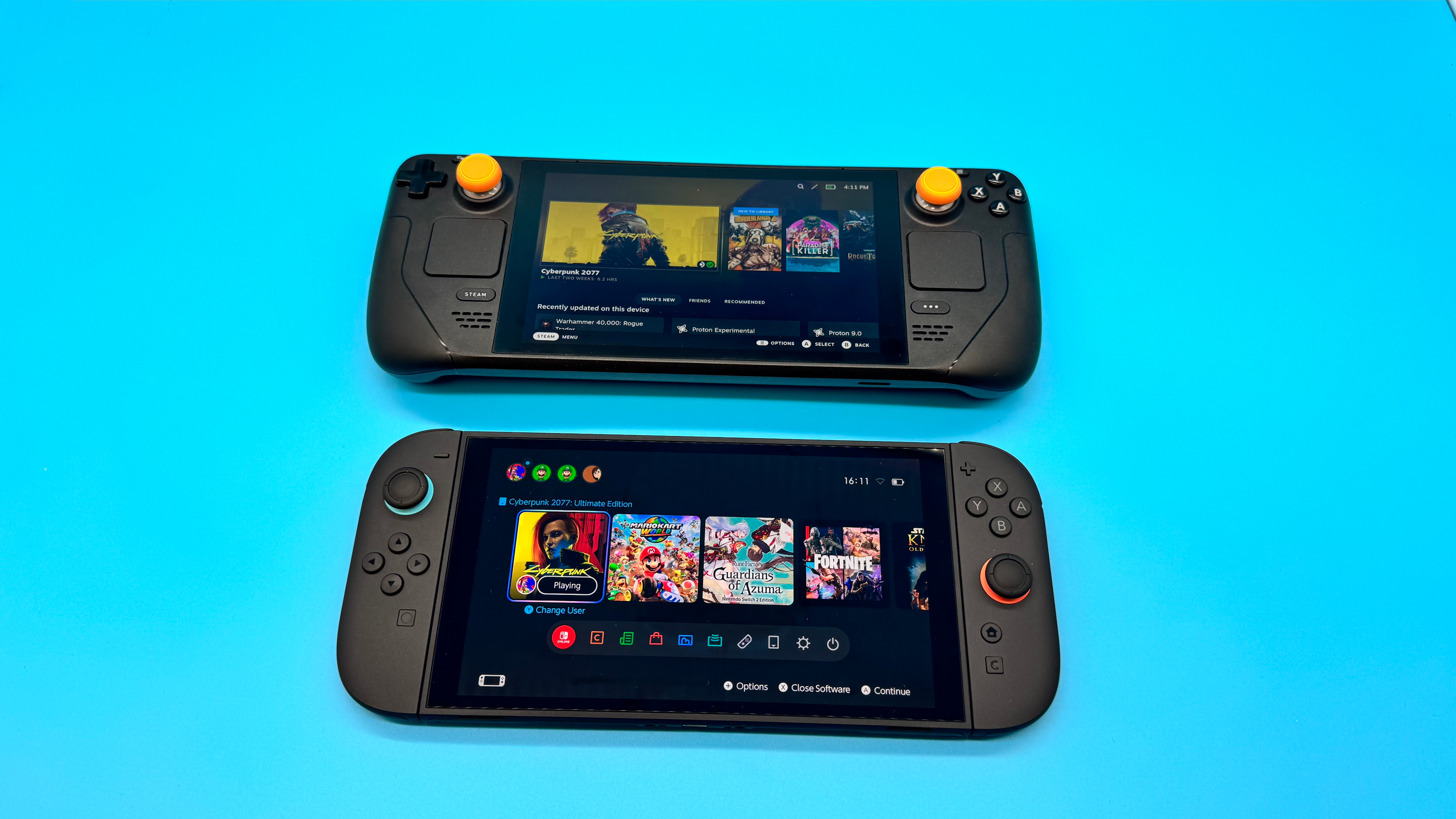The Nintendo Switch 2 and Steam Deck next to each other