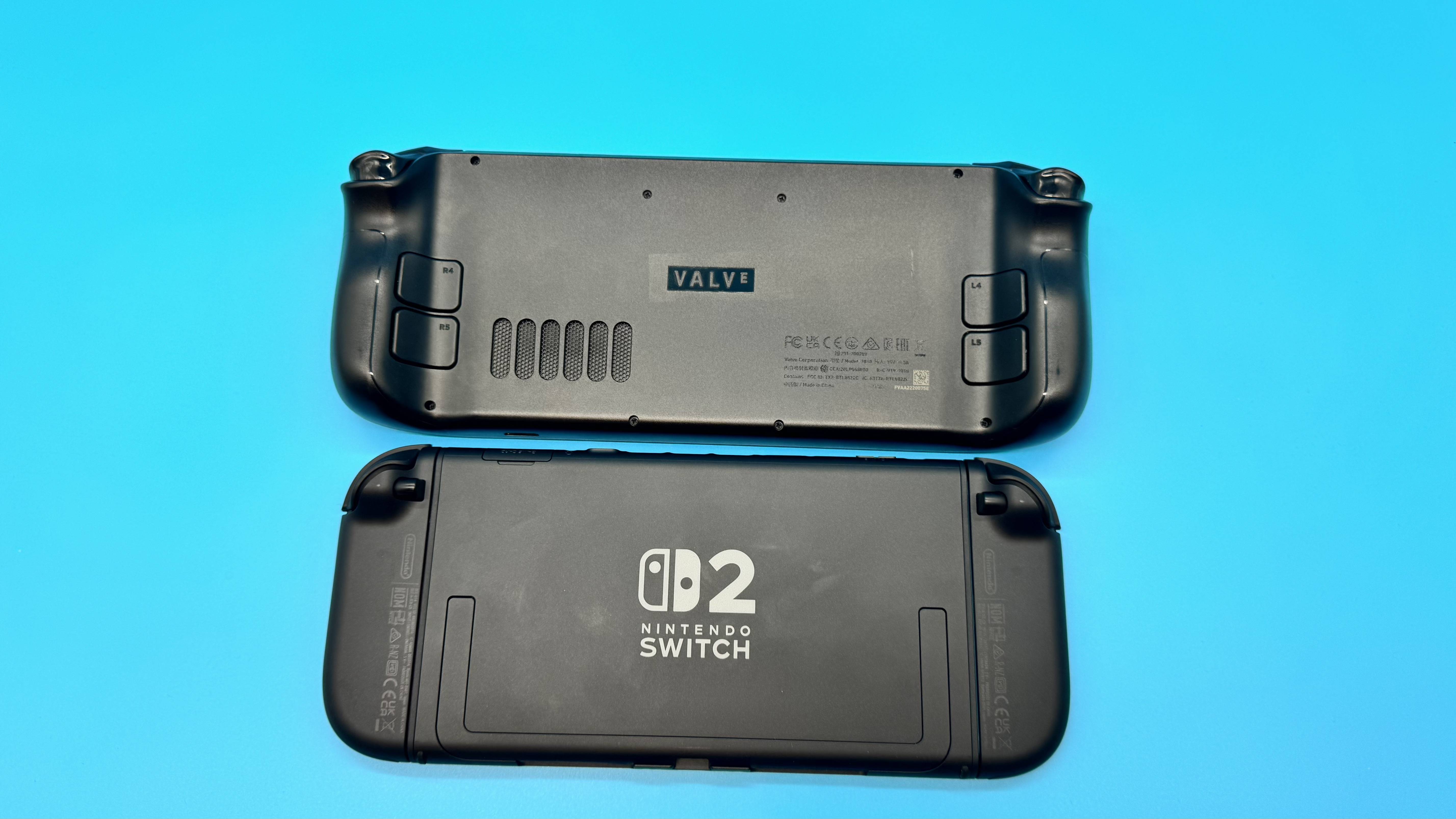 The Nintendo Switch 2 and Steam Deck next to each other