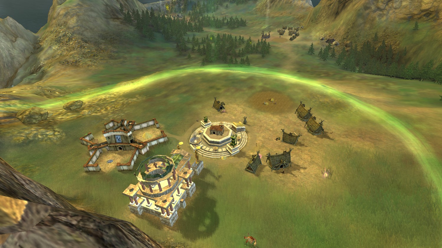 The start of a city being built in Black & White 2.