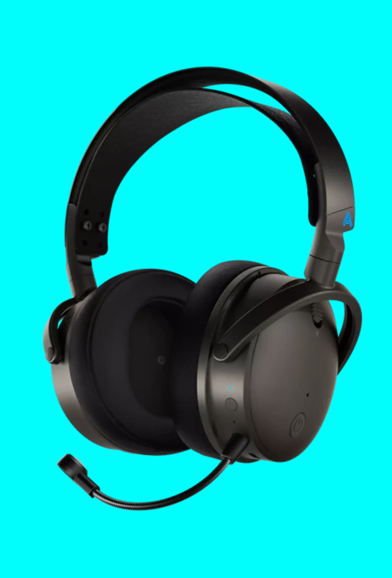 The Audeze Maxwell gaming headset on a light blue background