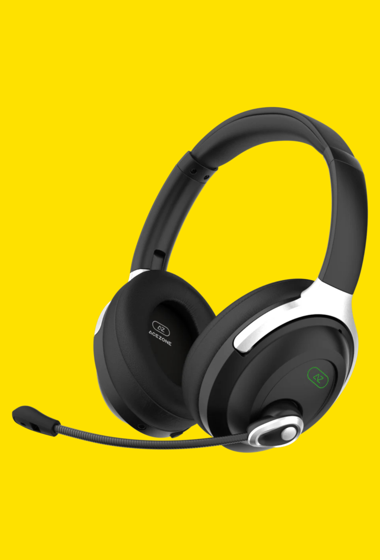 The AceZone A-Spire gaming headset on a bright yellow background