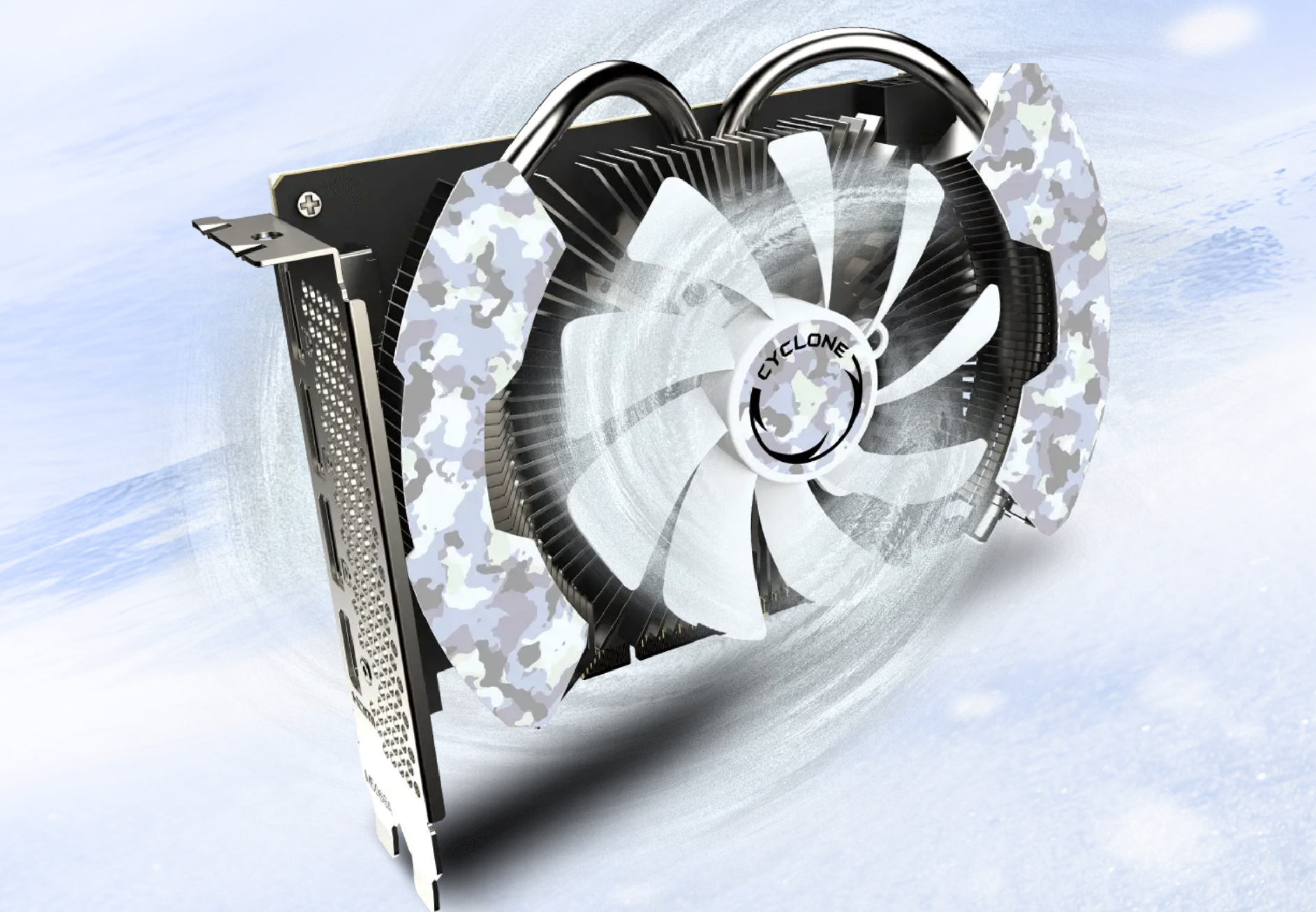 The MSI GeForce RTX 5060 8G Cyclone OC on what appears to be an icy slope