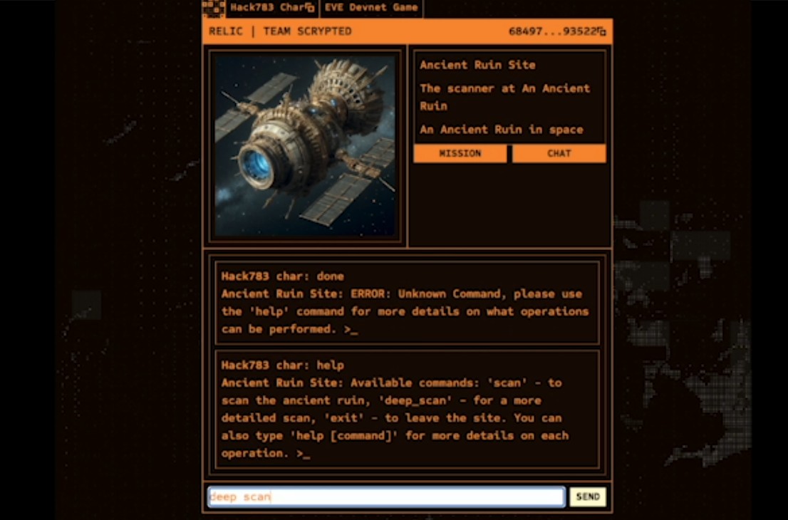 EVE Frontier screenshot showing player mod for NPC questgiver missions.