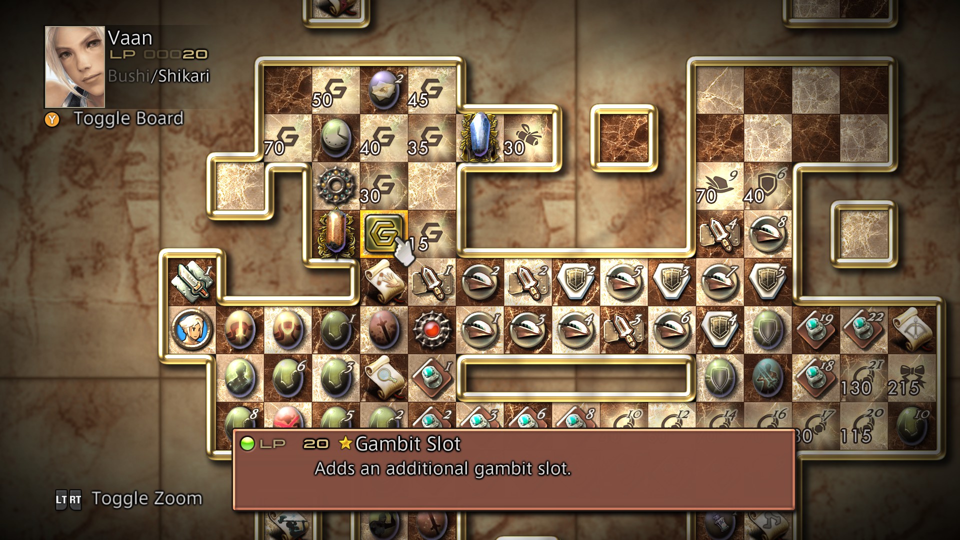 Several screenshots showing lists of Gambit options in Final Fantasy 12.