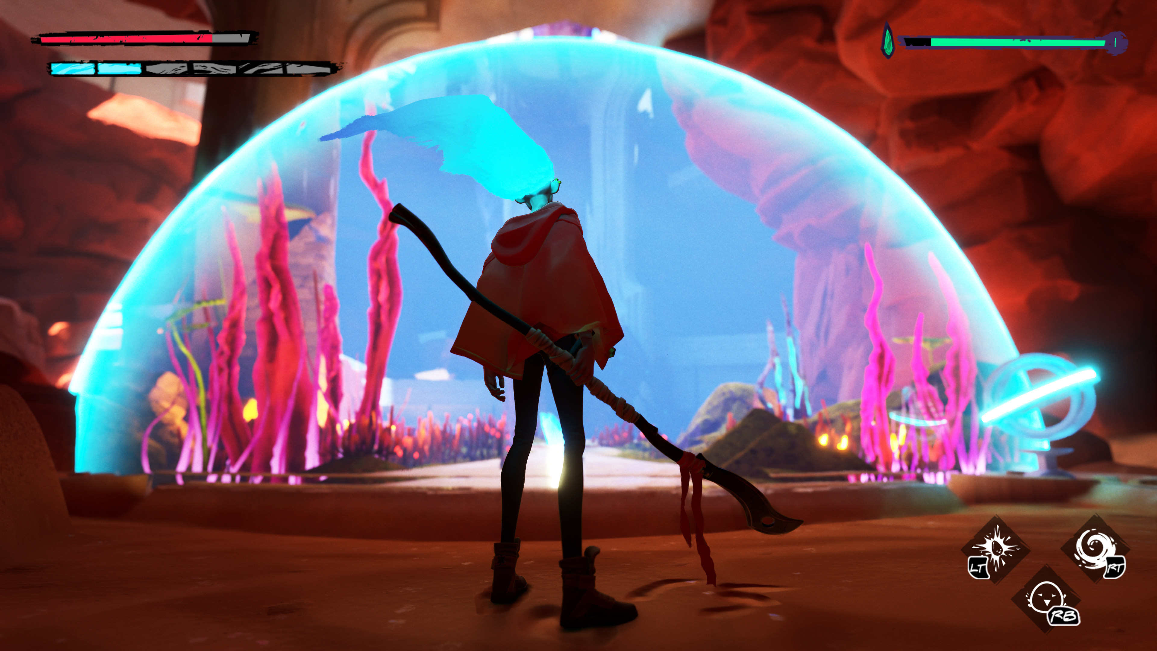 Screenshots of elemental action-adventure game Fading echo