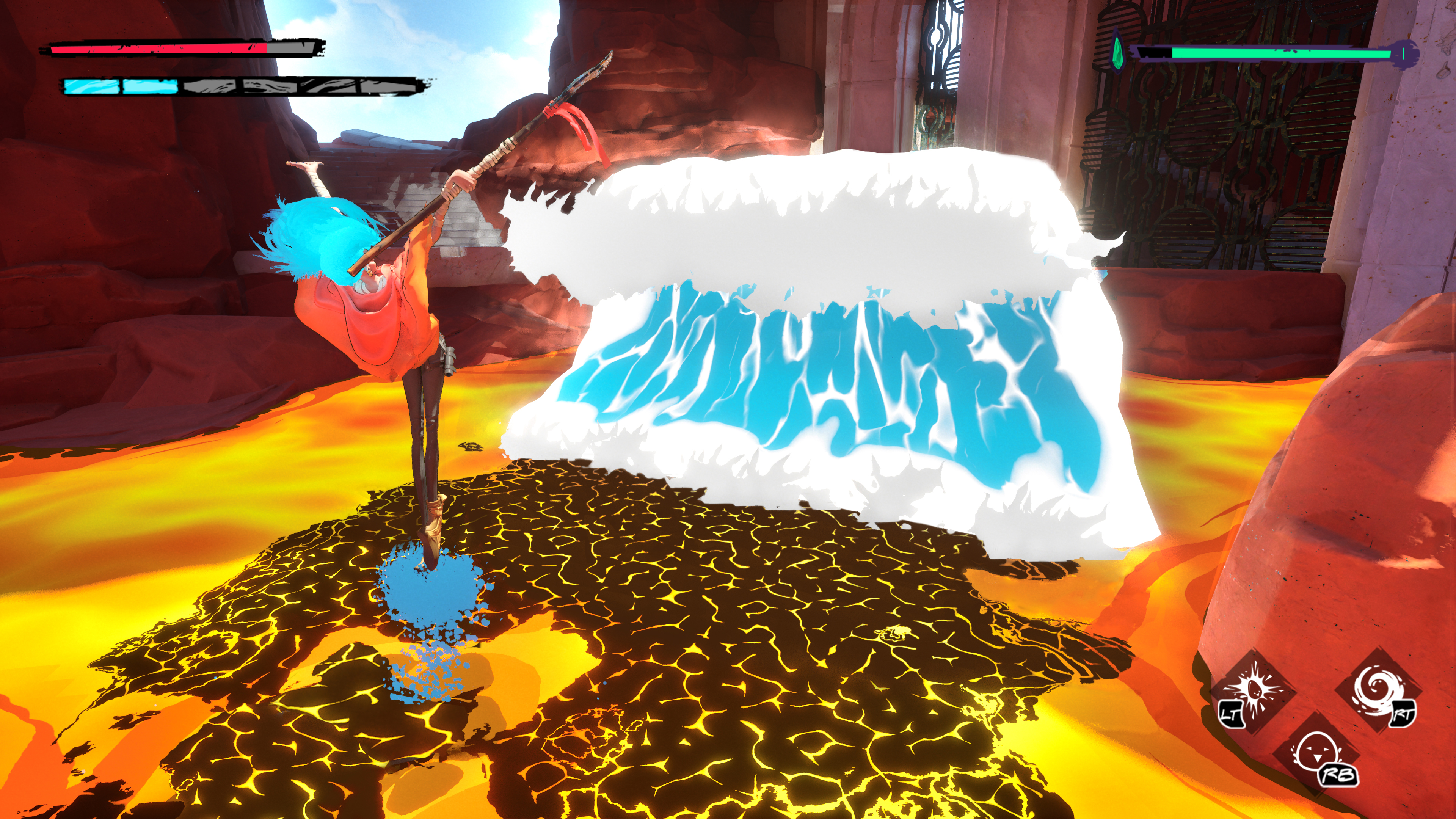 Screenshots of elemental action-adventure game Fading echo