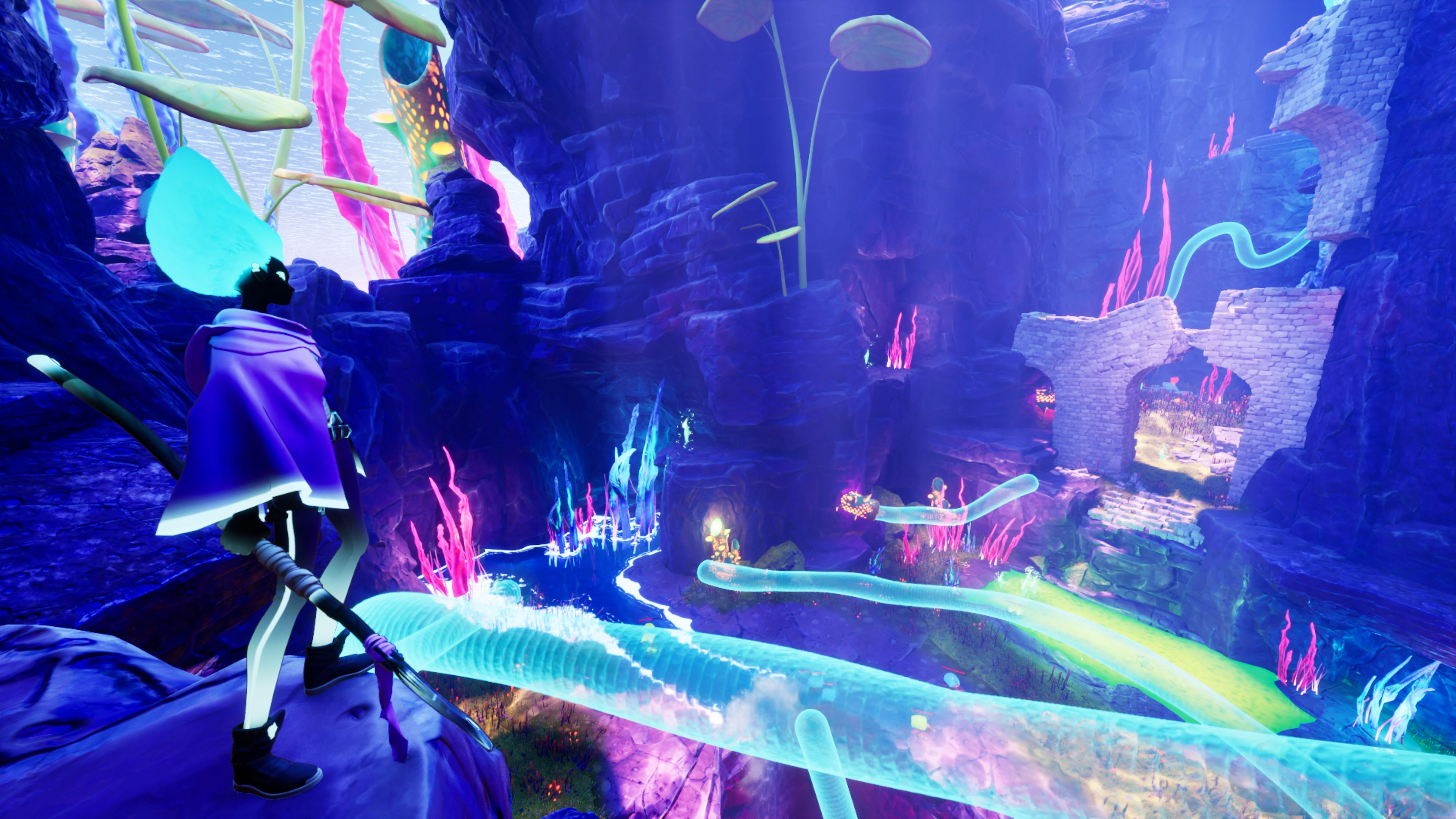 Screenshots of elemental action-adventure game Fading echo