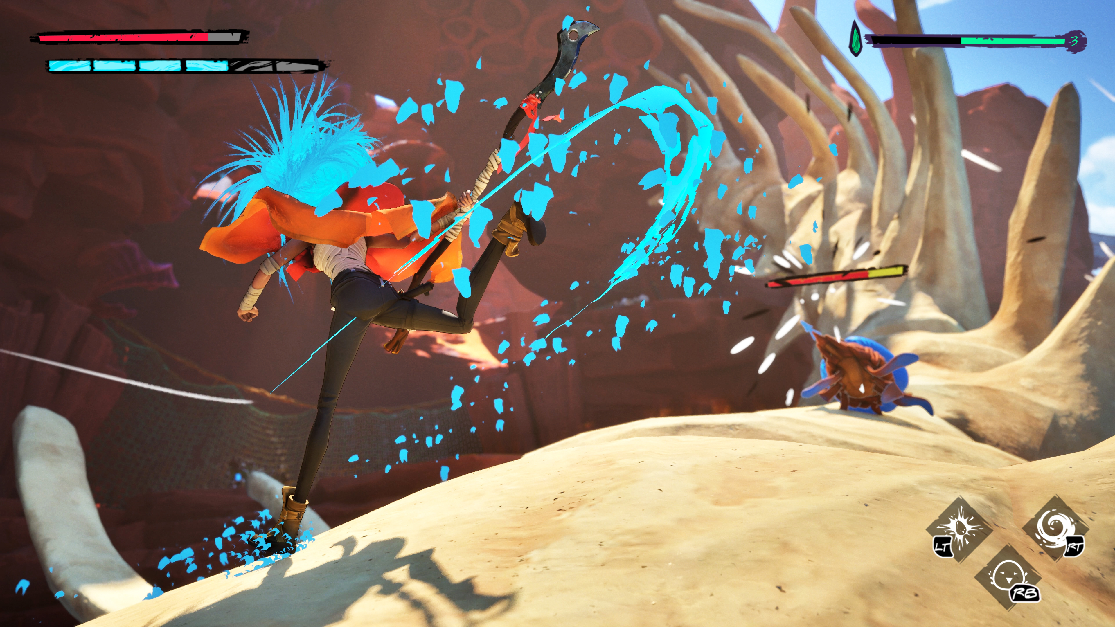 Screenshots of elemental action-adventure game Fading echo