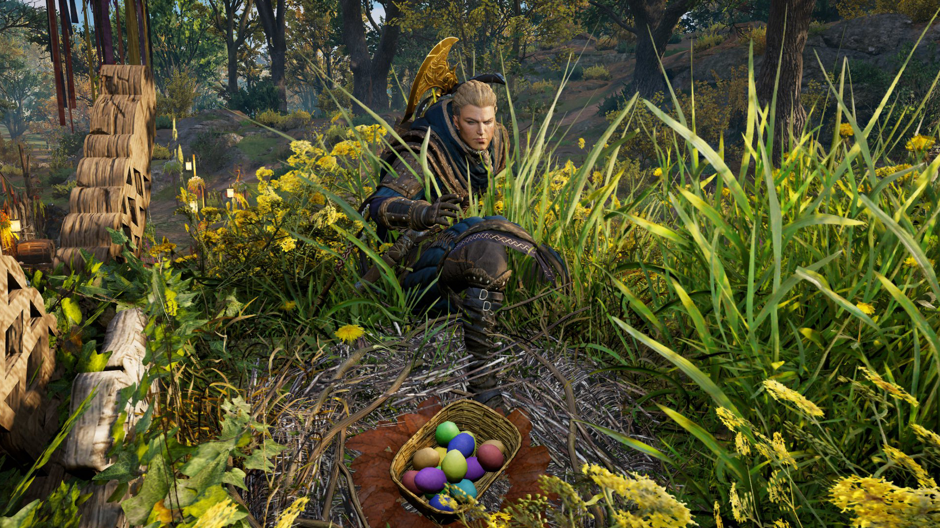 A viking finding easter eggs