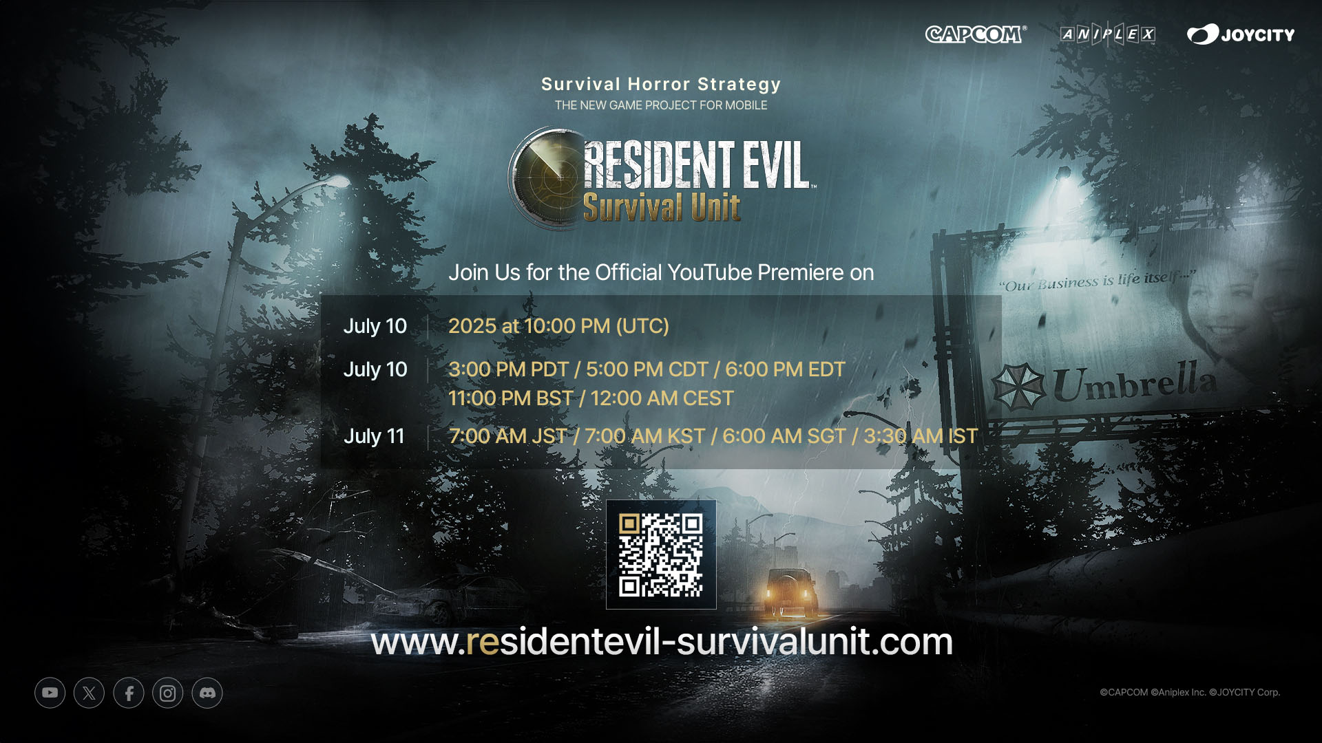An official Resident Evil Survival Unit image with the schedule for the online showcase they are preparing. An official Resident Evil Survival Unit image with the schedule for the online showcase they are preparing.