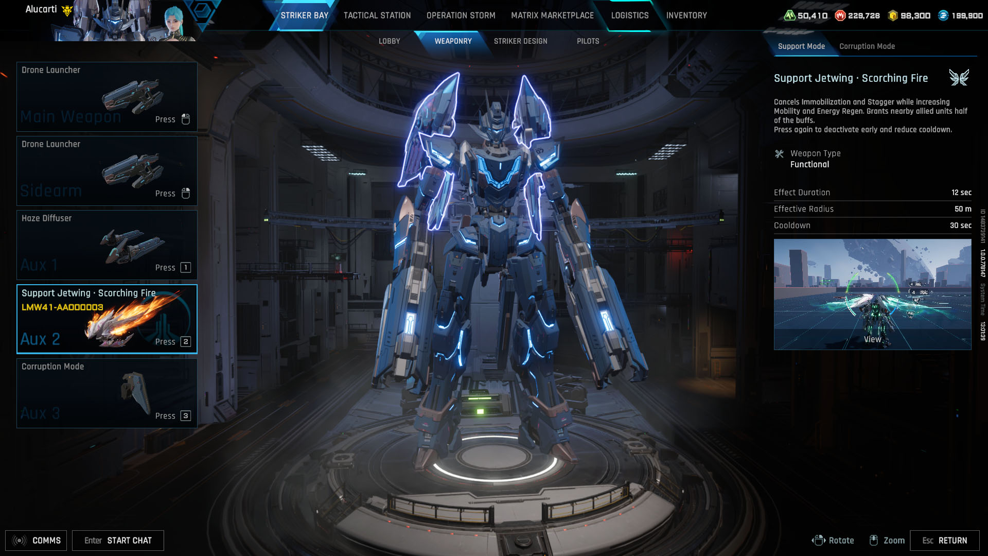 A Mecha Break screenshot showing the Luminae Striker A Mecha Break screenshot showing the Luminae Striker