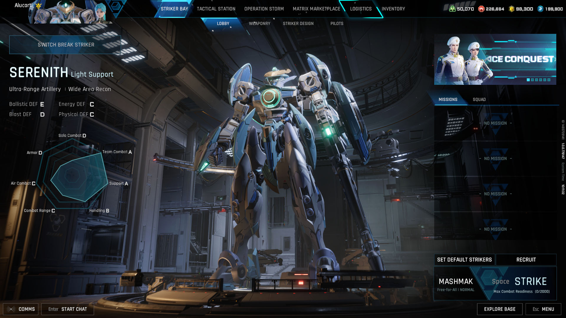 A Mecha Break screenshot showing the Serenith Striker A Mecha Break screenshot showing the Serenith Striker