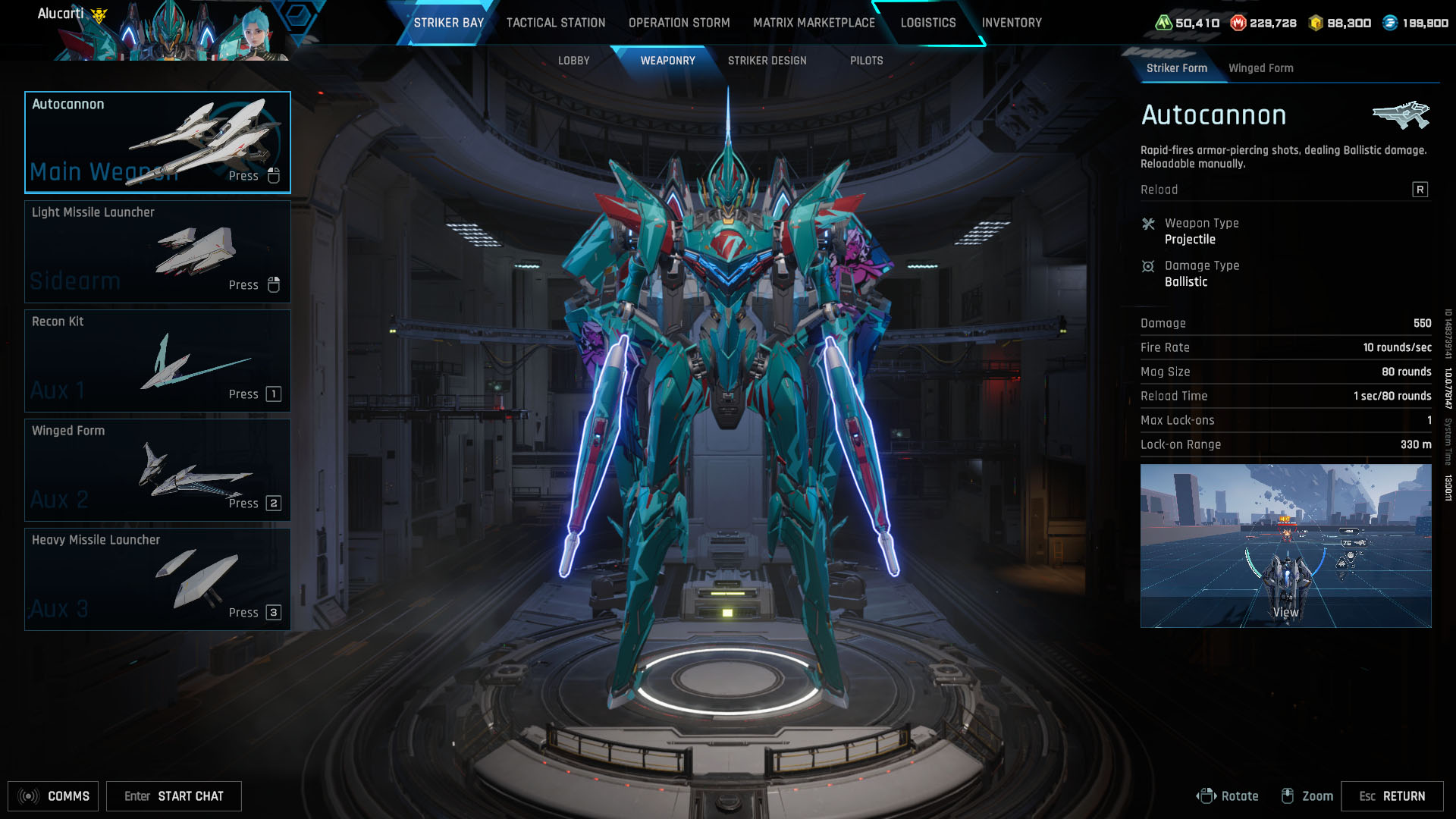 A Mecha Break screenshot showing the Falcon Striker A Mecha Break screenshot showing the Falcon Striker