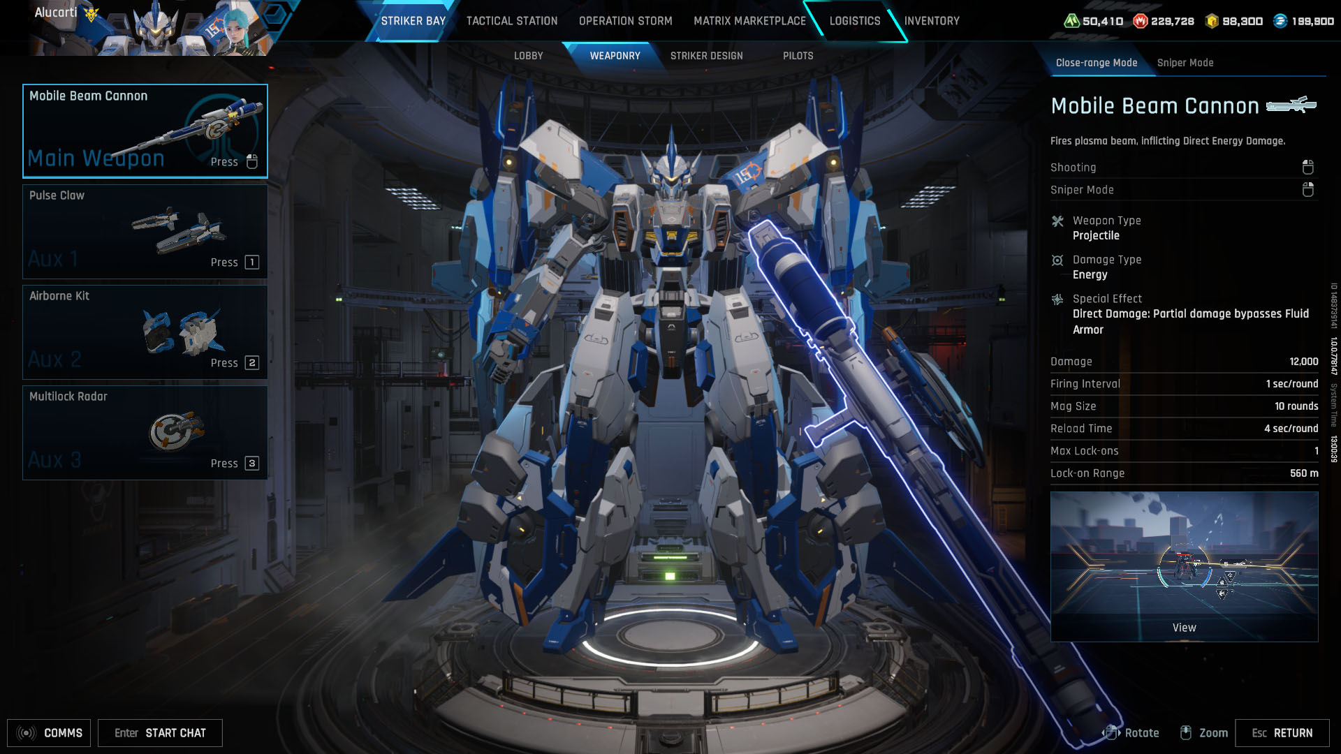 A Mecha Break screenshot showing the Aquila Striker A Mecha Break screenshot showing the Aquila Striker