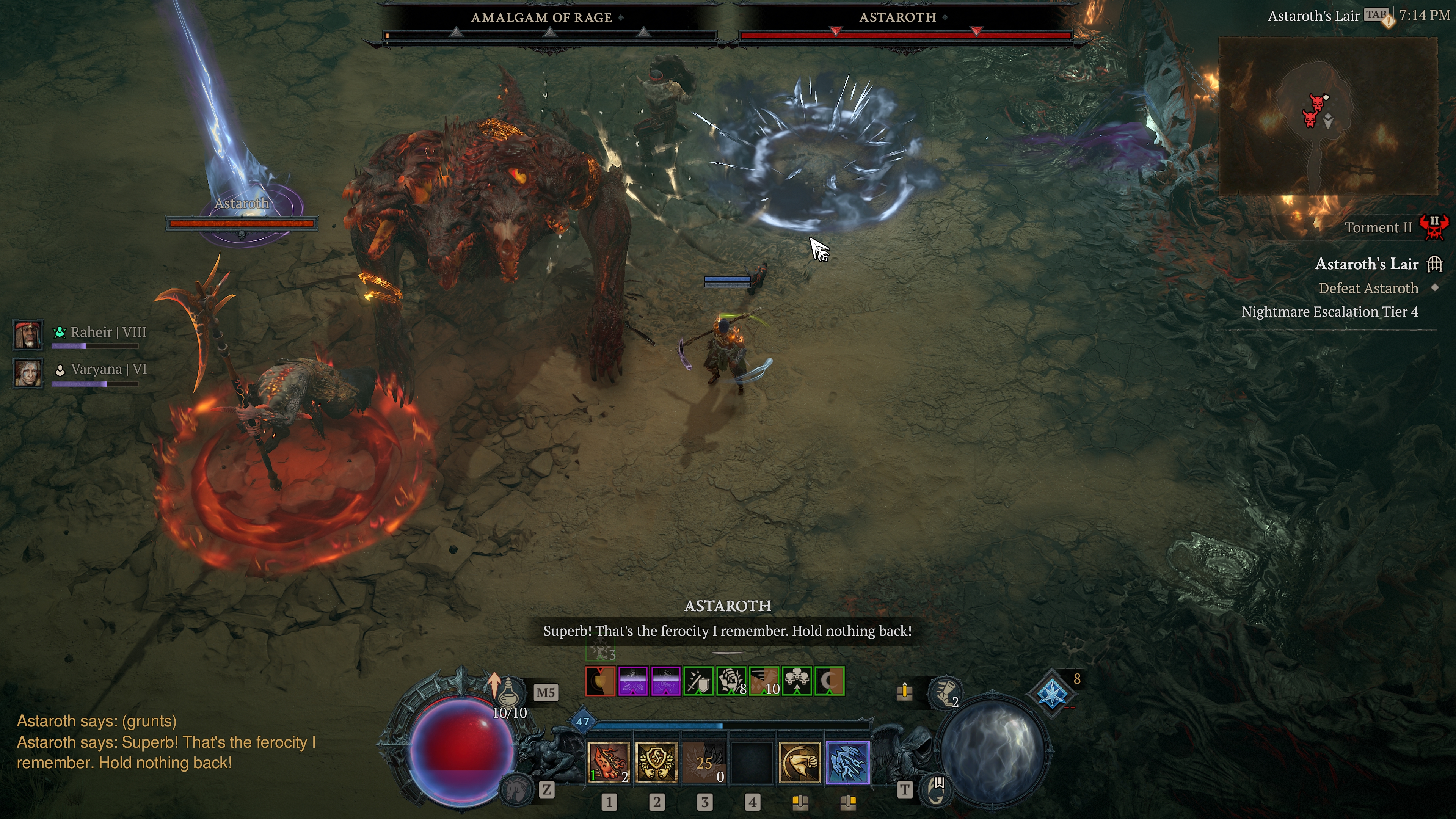 A Diablo 4 player faces off against new season 9 boss Astaroth in a dusty arena.