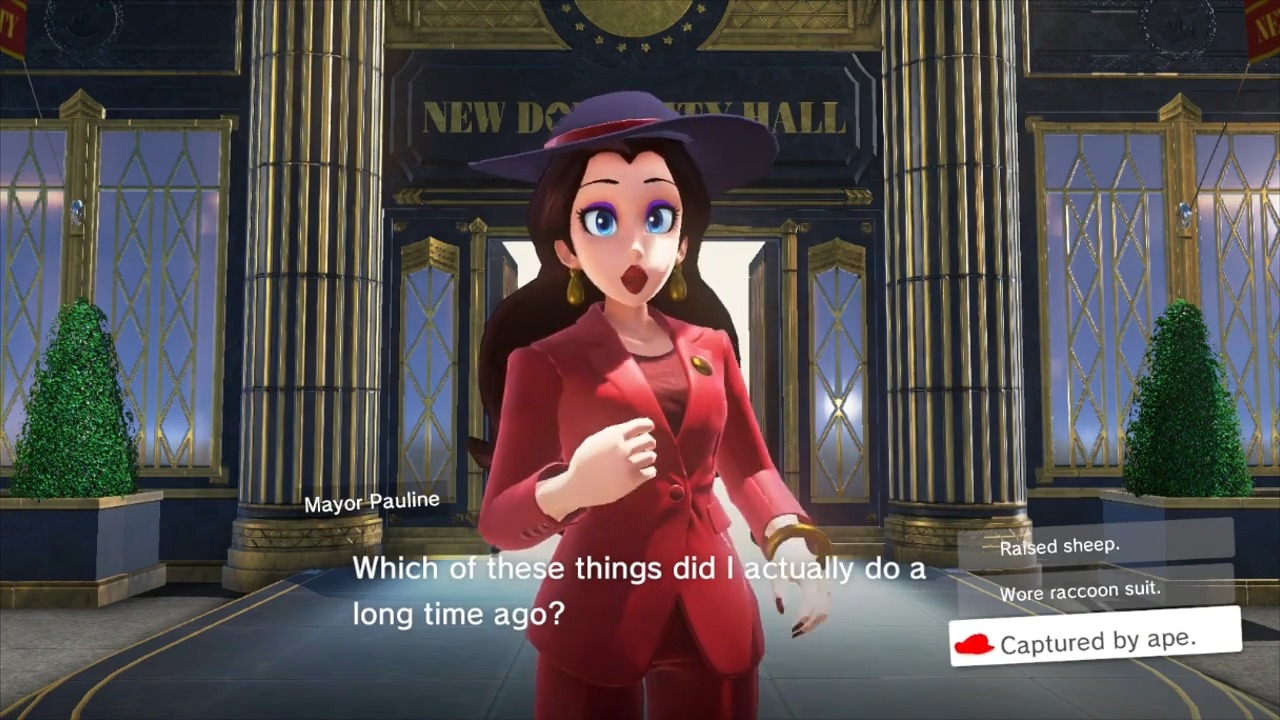 Mayor Pauline stands in front of New Donk City city hall Mayor Pauline stands in front of New Donk City city hall