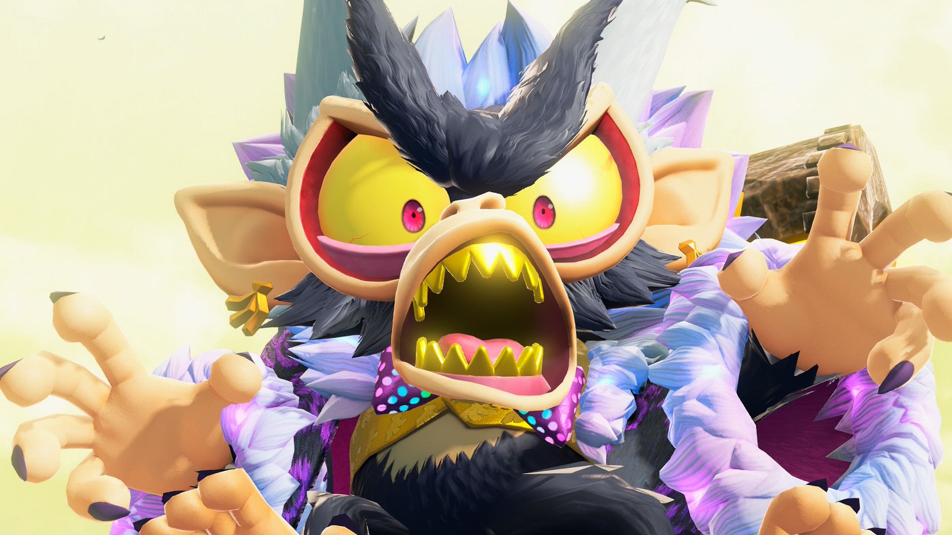 Void Kong from DK Bananza, eyes wide and mouth open in rage Void Kong from DK Bananza, eyes wide and mouth open in rage