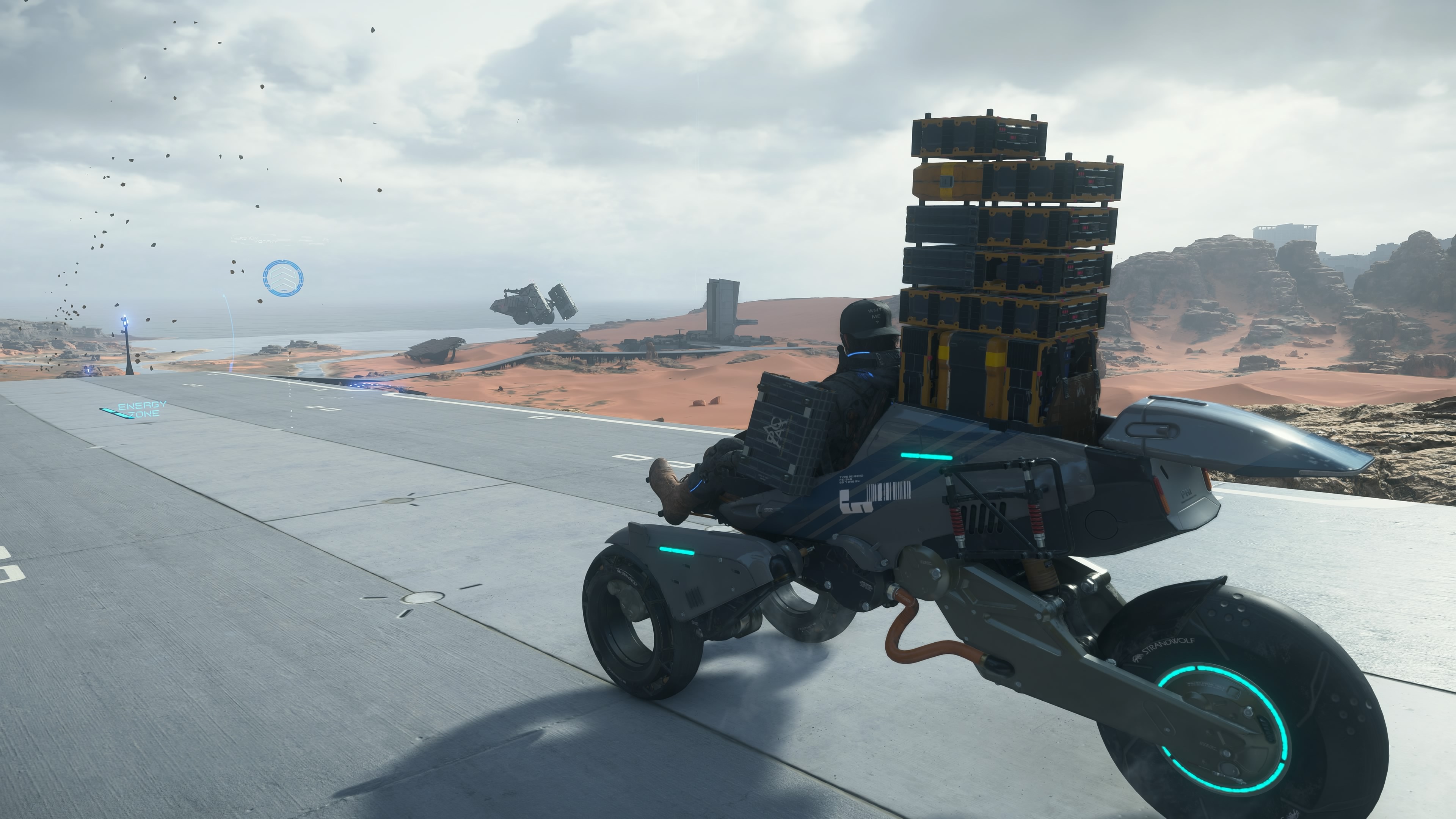 Sam Bridges drives a motorcycle in Death Stranding 2 Sam Bridges drives a motorcycle in Death Stranding 2