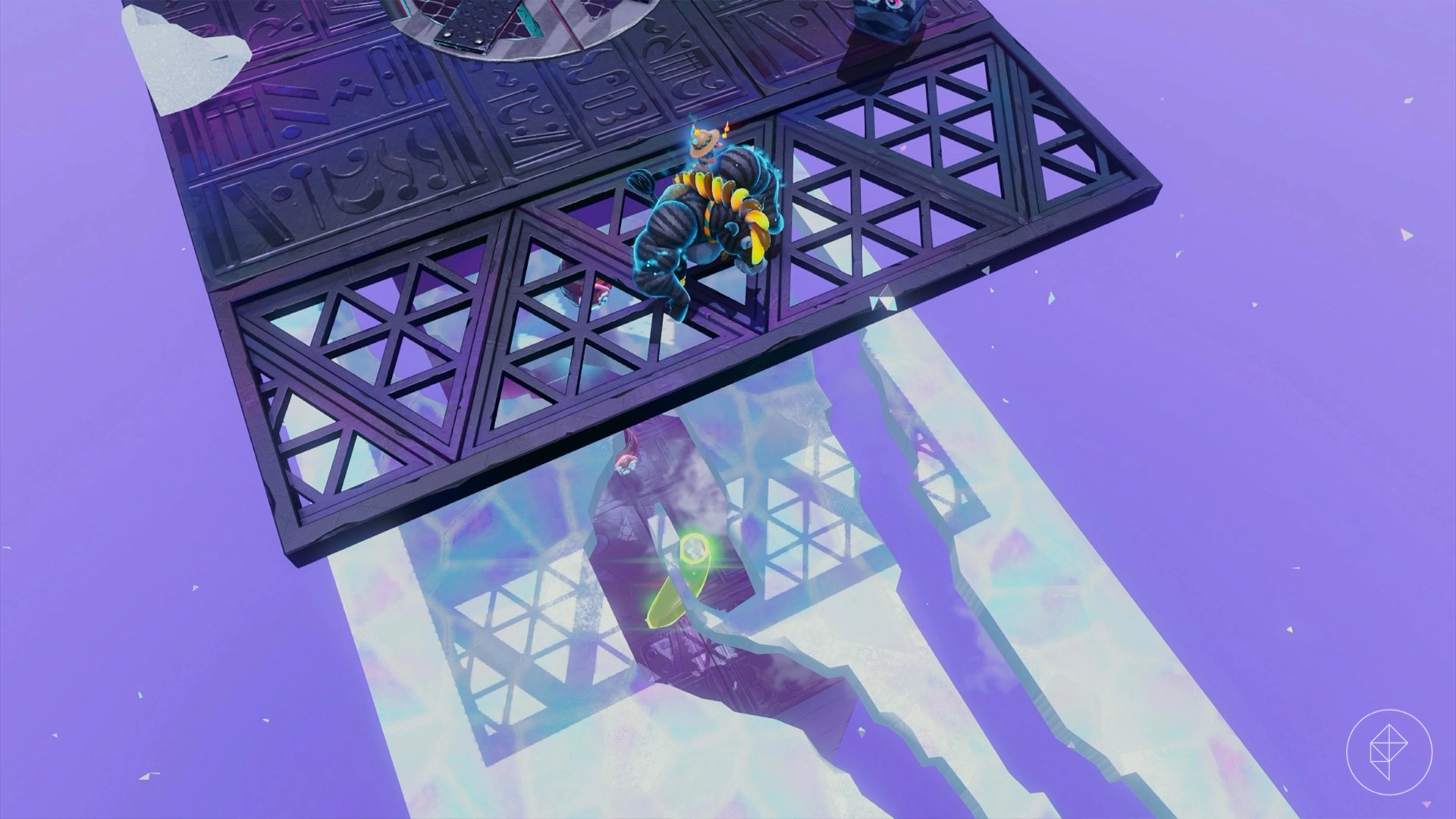 Donkey Kong stands on a metal grate above snow in the Freezer layer bananas while looking for Freezer banandium gem locations in Donkey Kong Bananza