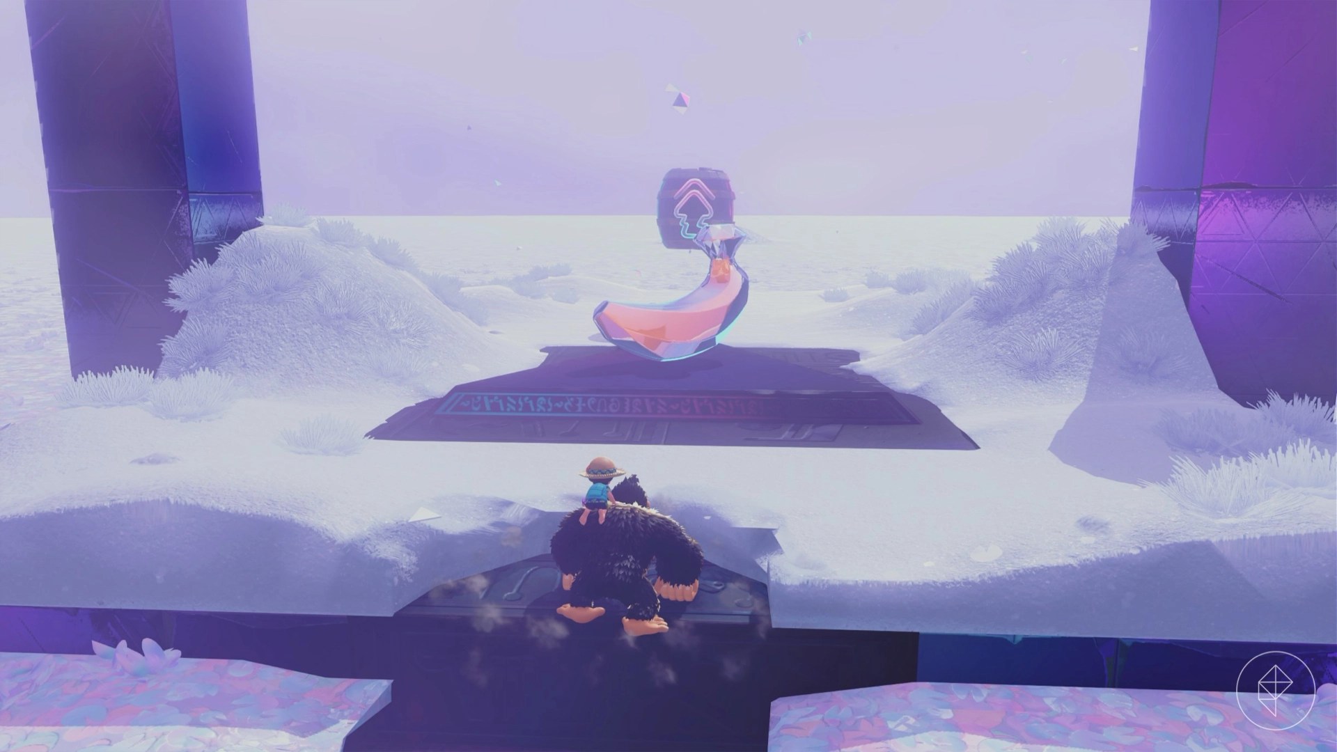 Donkey Kong walks up to a banana in the snow in the Donkey Kong Freezer Layer in Donkey Kong Bananza