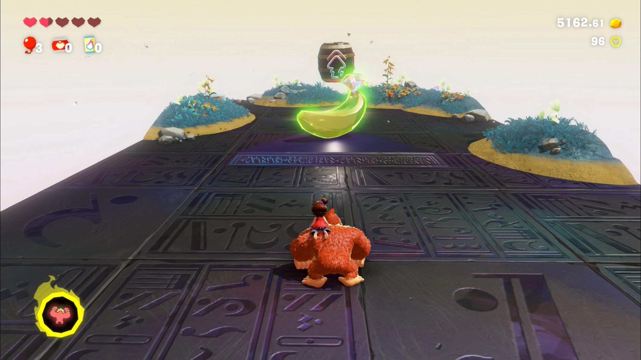 Donkey Kong stands in front of a banandium gem in the Hilltop Layer banana location in Donkey Kong Bananza Donkey Kong stands in front of a banandium gem in the Hilltop Layer banana location in Donkey Kong Bananza