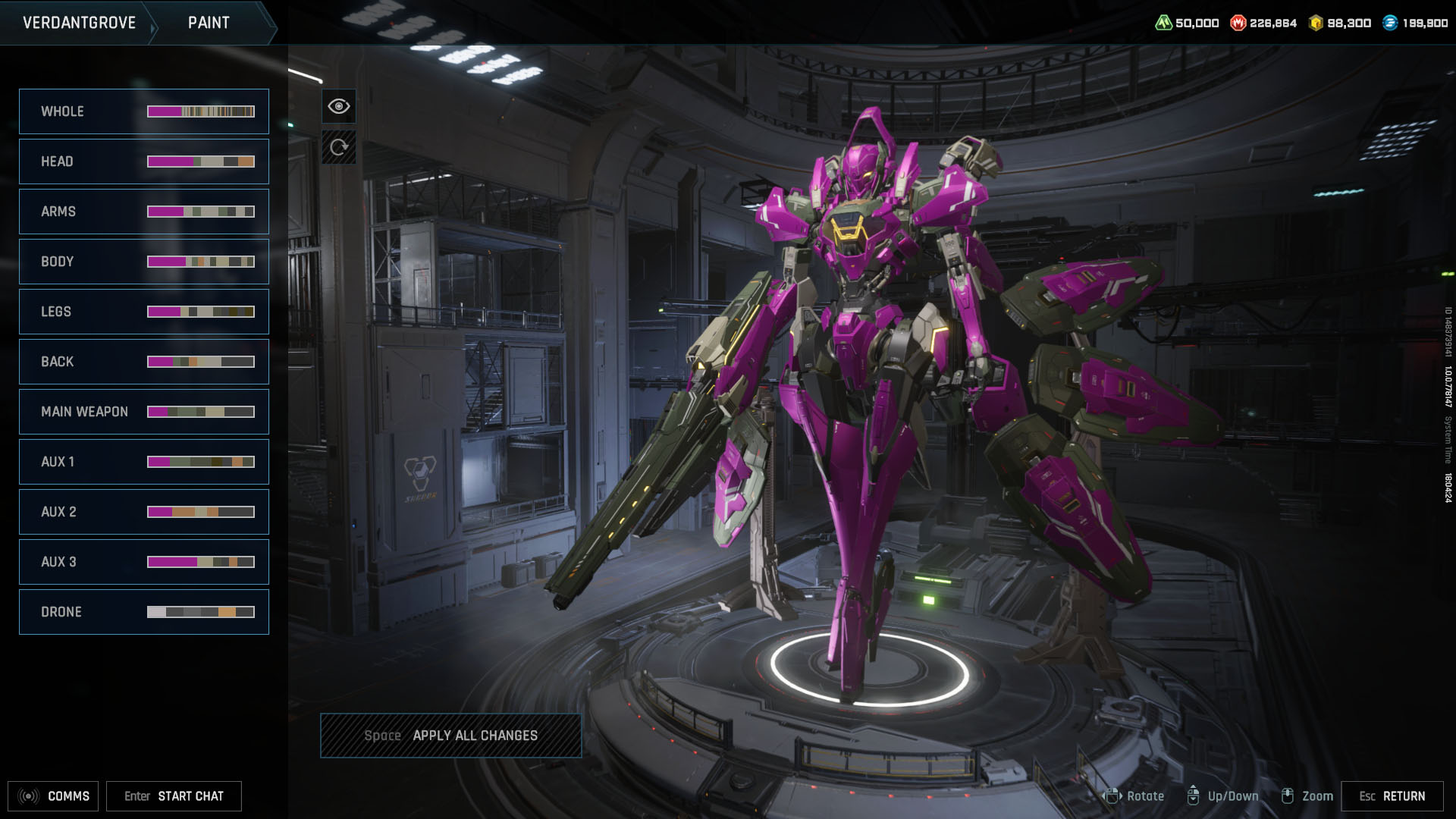 A Mecha Break screenshot showing all the parts players can paint when customizing their strikers. A Mecha Break screenshot showing all the parts players can paint when customizing their strikers.