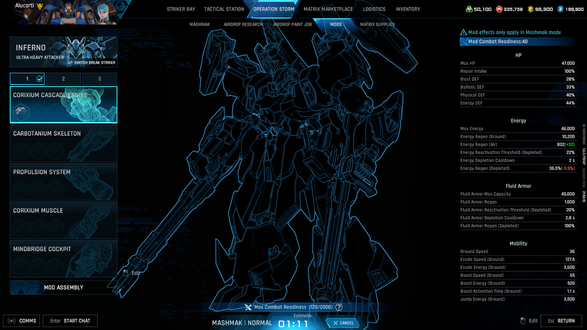 A Mecha Break screenshot showing the Mods menu and the five sections where you can add mods to. A Mecha Break screenshot showing the Mods menu and the five sections where you can add mods to.