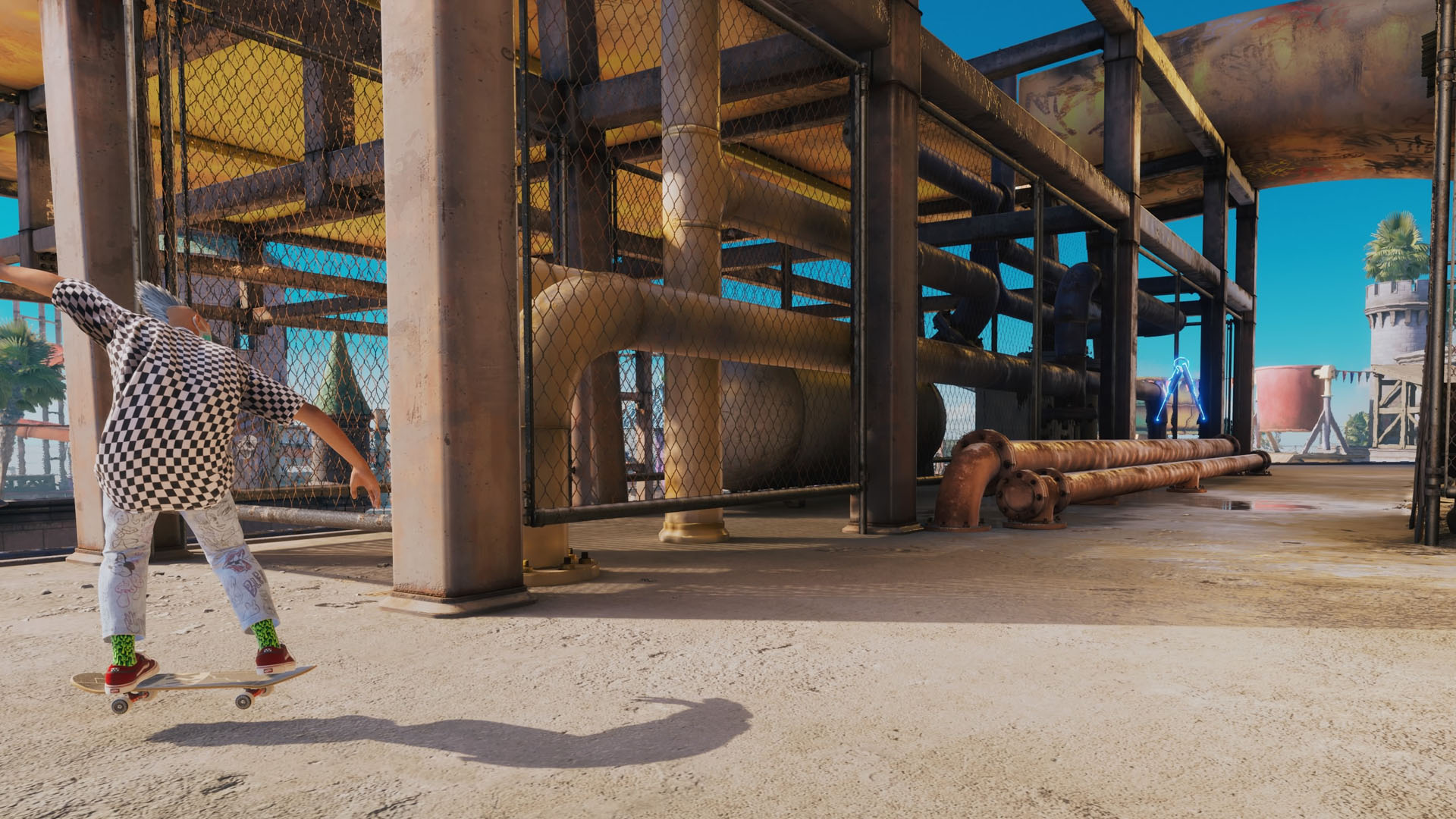 A Tony Hawk’s Pro Skater 4 screenshot showing the character next to floating keys A Tony Hawk’s Pro Skater 4 screenshot showing the character next to floating keys