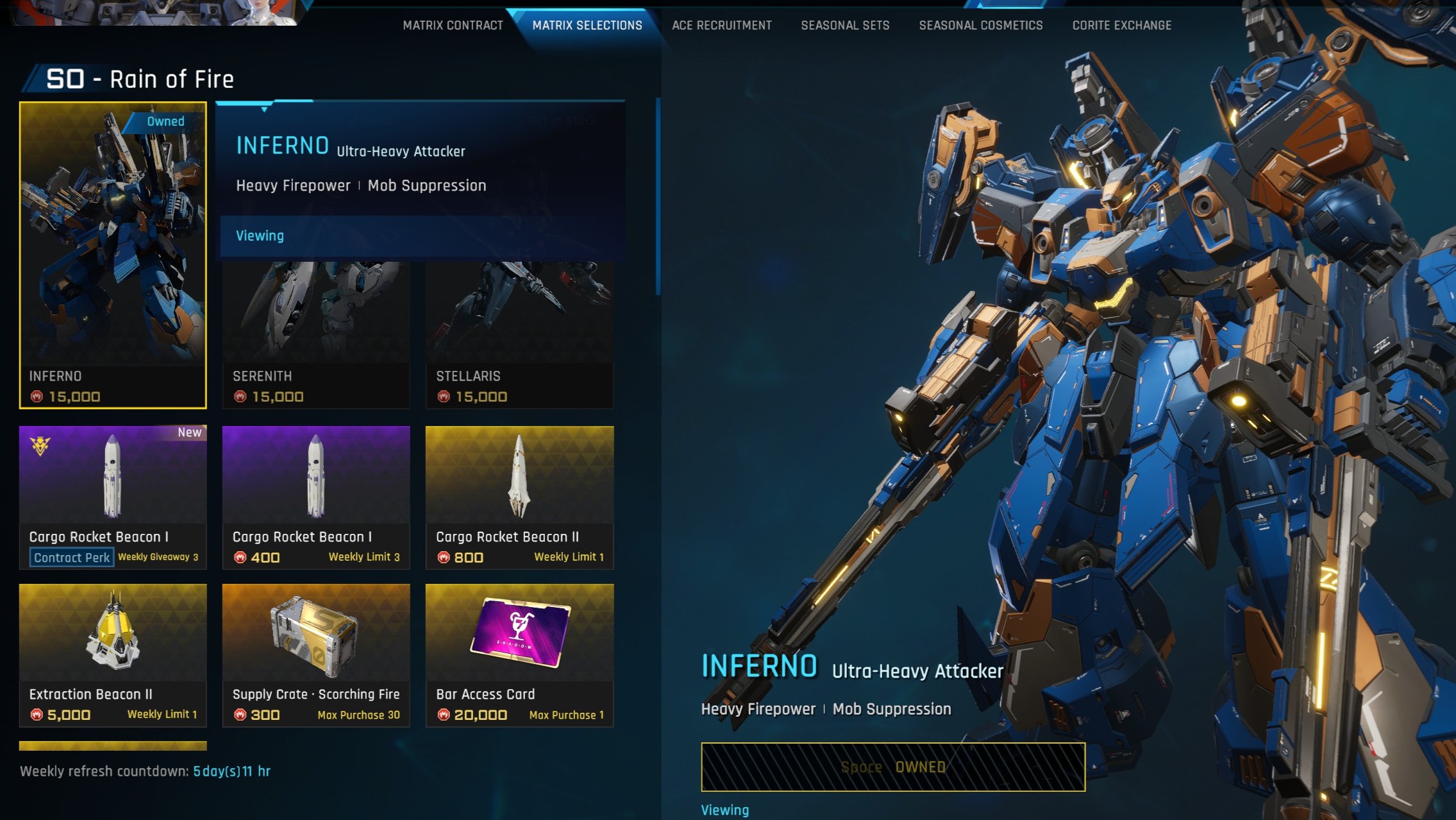 Mecha Break Inferno - Matrix Selections