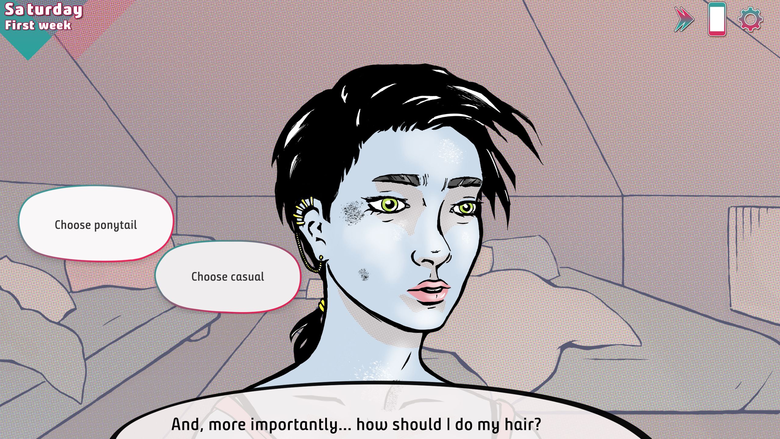 Choosing between a ponytail or a casual hairstyle