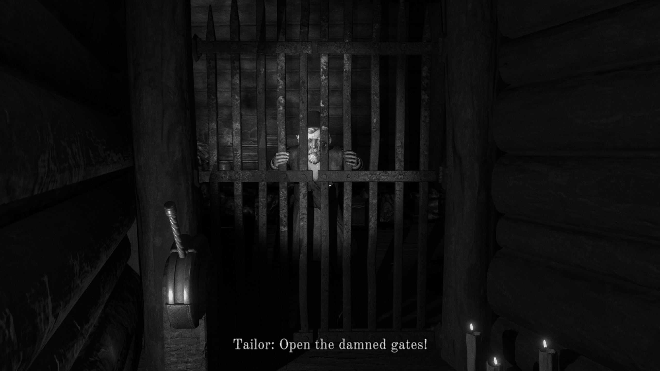 The tailor demands you open a gate. He is stuck on the other side.
